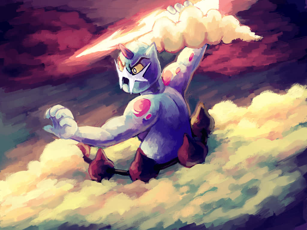 Thundurus, blue and purple, glowing eyes, SD Desktop Wallpaper