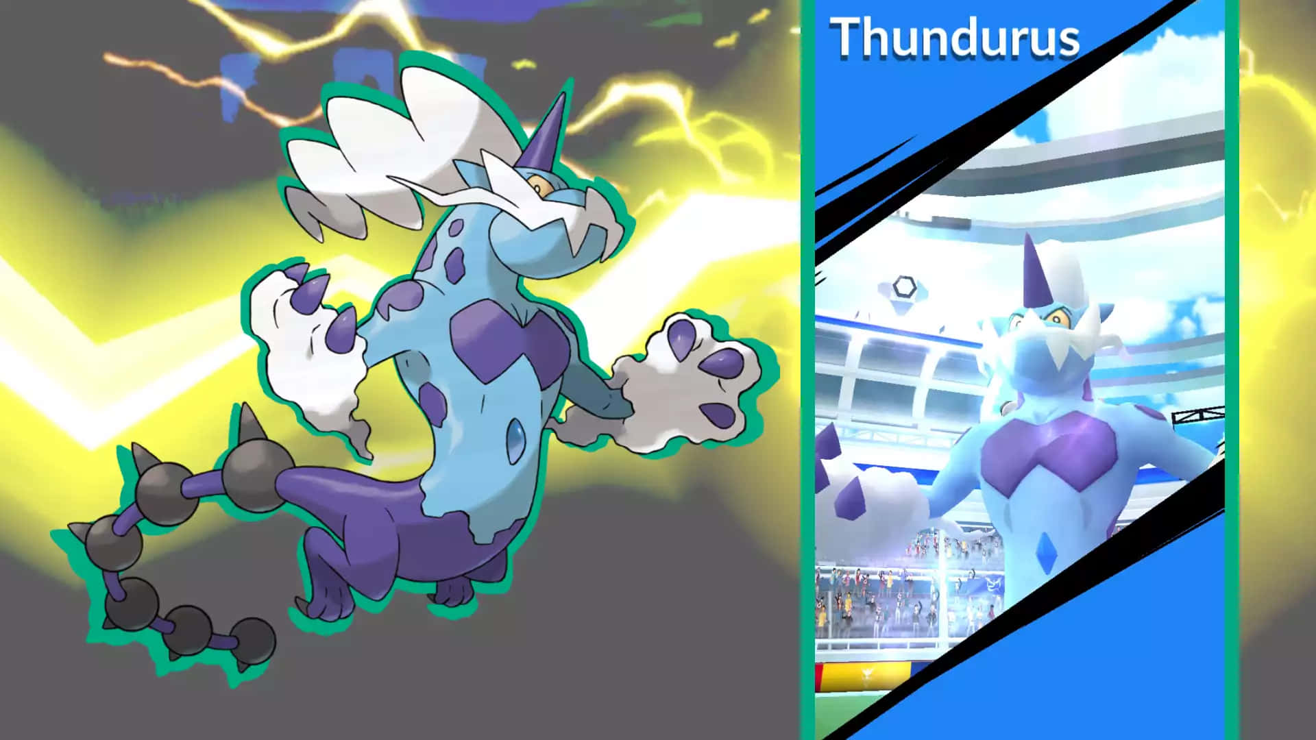 Thundurus, blue and purple, lightning, Full HD Desktop Wallpaper