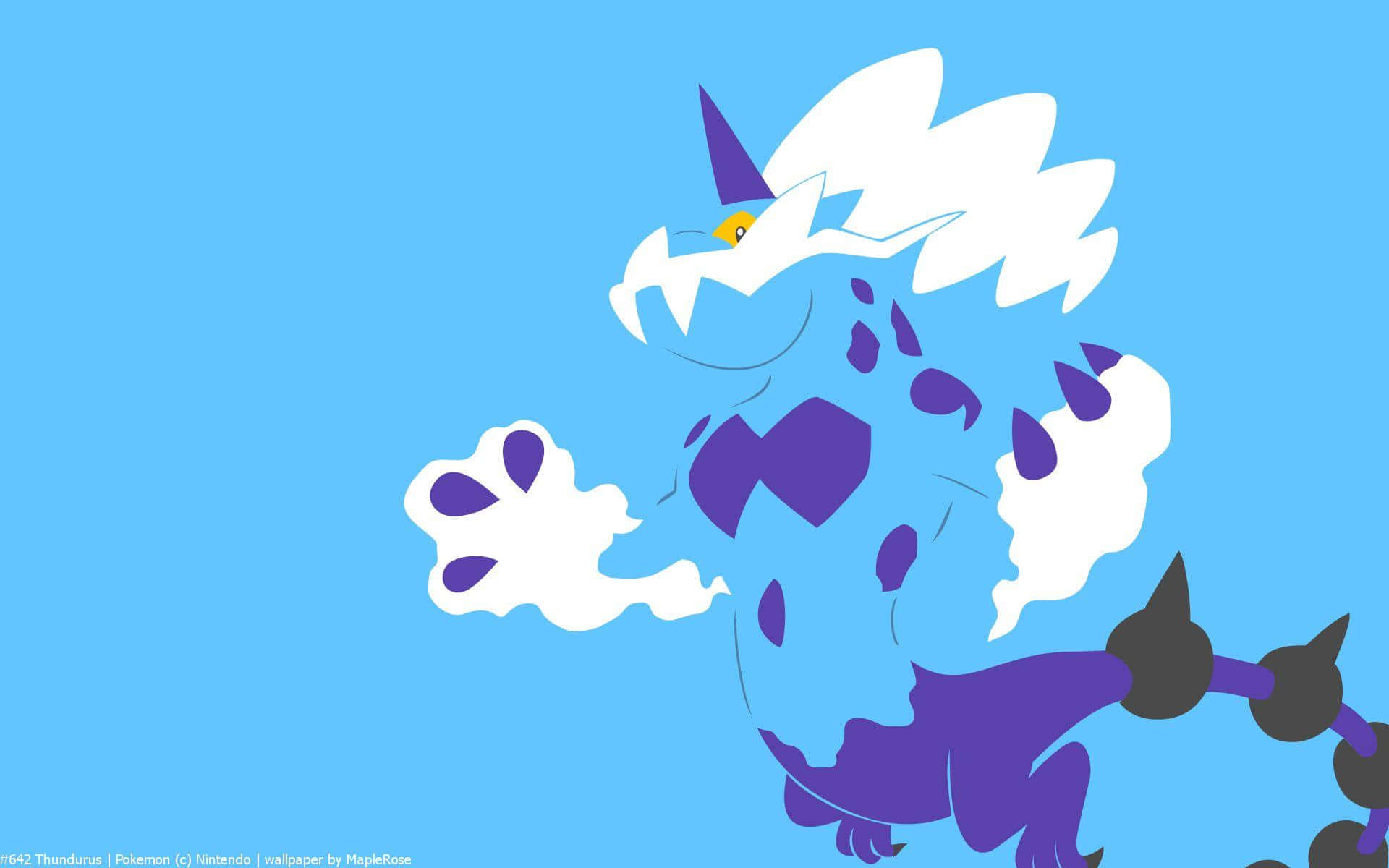 Thundurus, blue and purple, white cloud-like features, Full HD Desktop Wallpaper