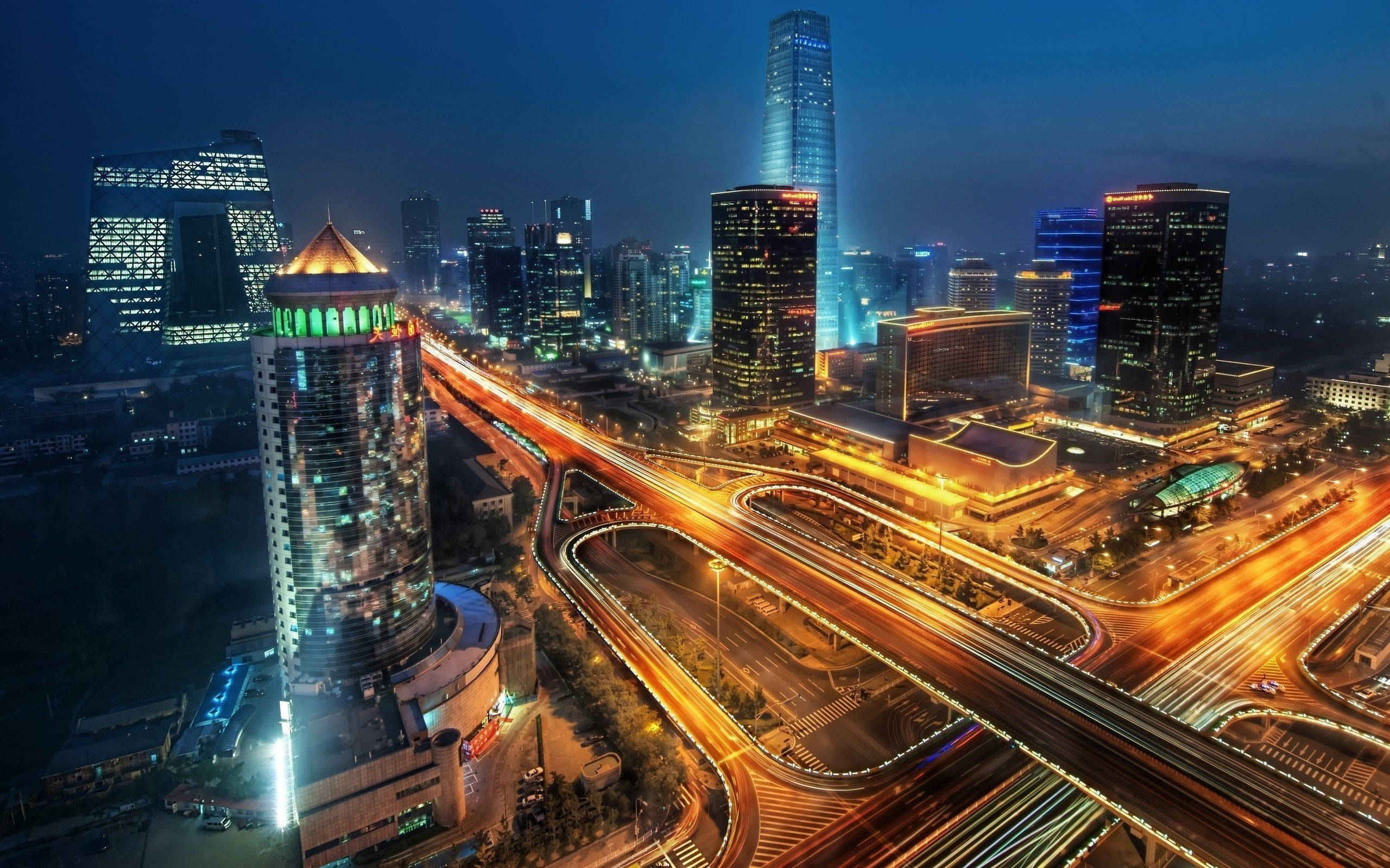 Tianjin, highway, night, 2K Desktop Wallpaper
