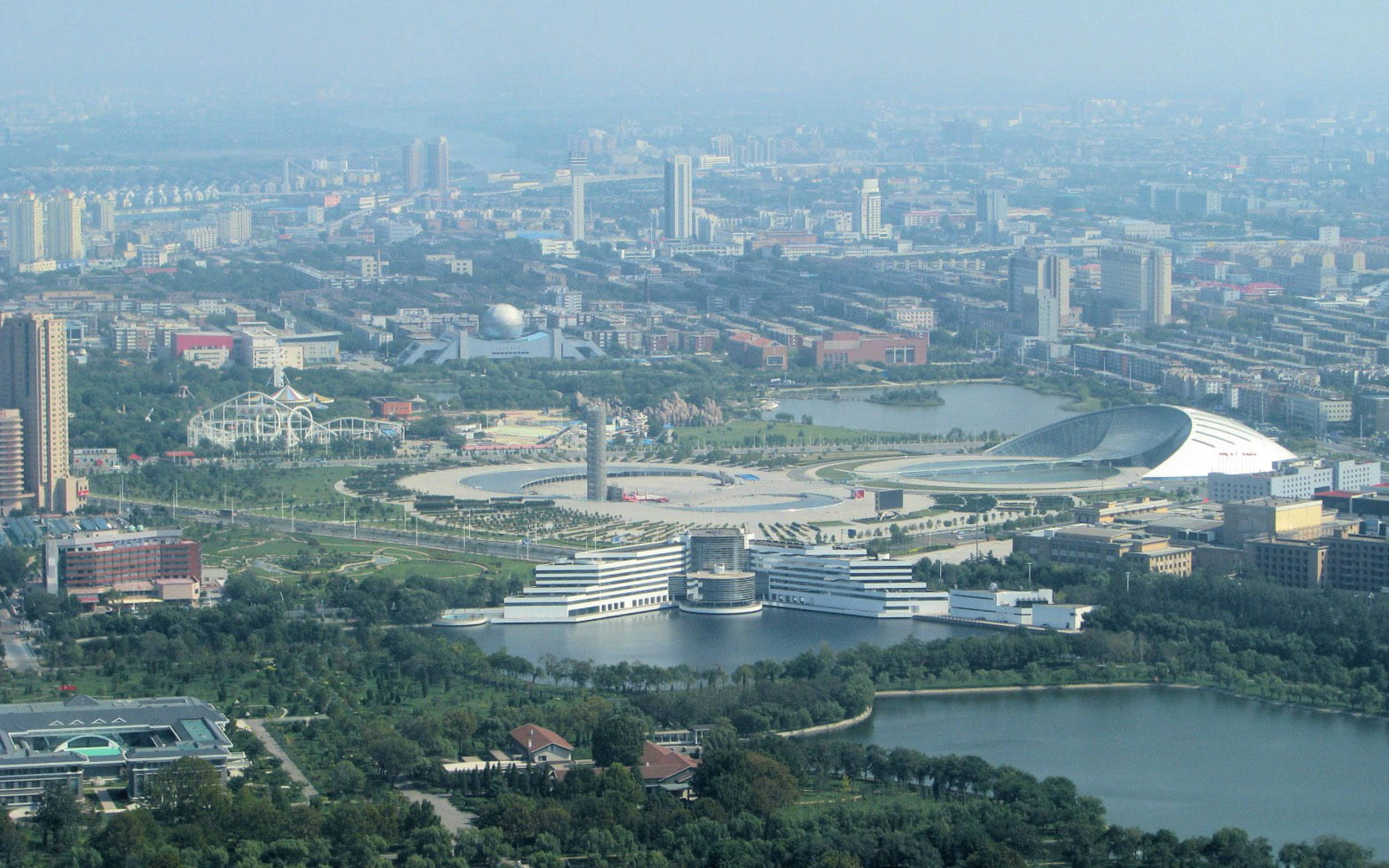 Tianjin, drone shot, modern cityscape, 2K Desktop Wallpaper