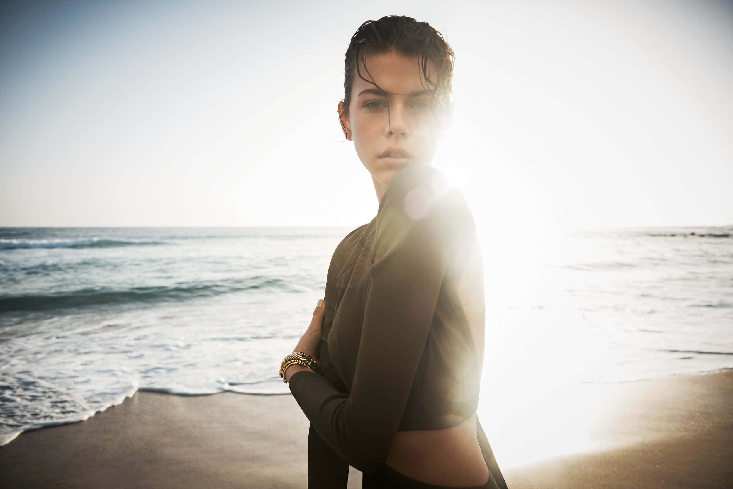 Tiarnie Coupland, sunlit beach, ocean waves, Full HD Desktop Wallpaper