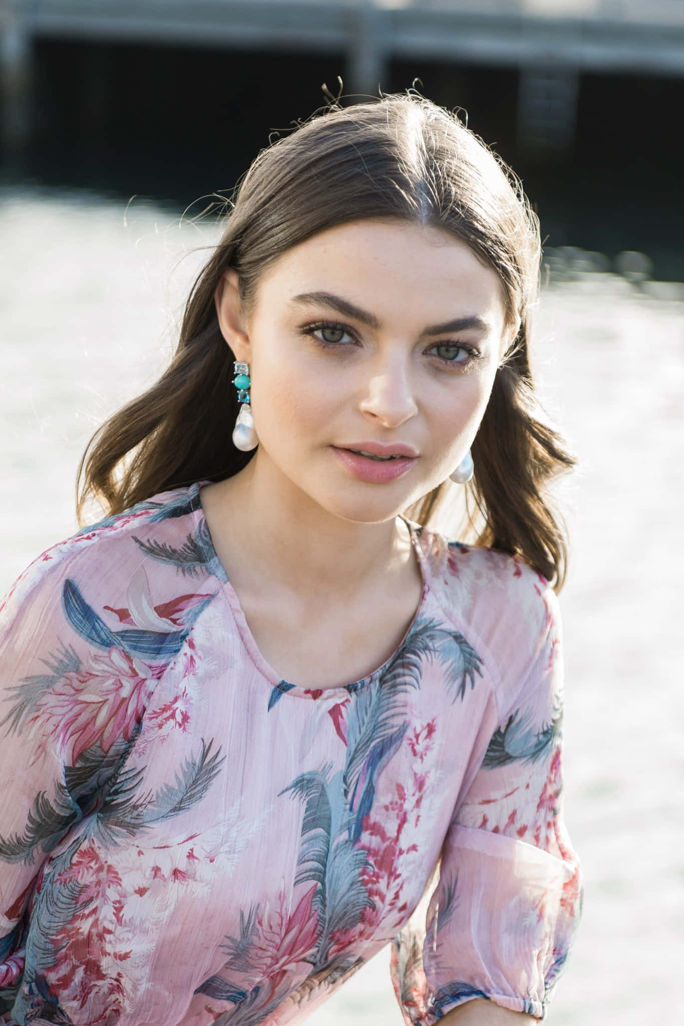 Tiarnie Coupland, brown hair, turquoise earrings, Full HD Phone Wallpaper