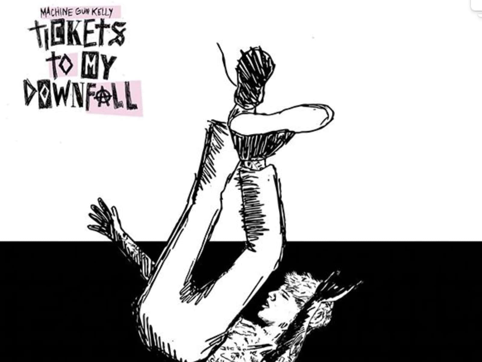 Tickets To My Downfall, black and white illustration, person falling backward, HD Desktop Wallpaper