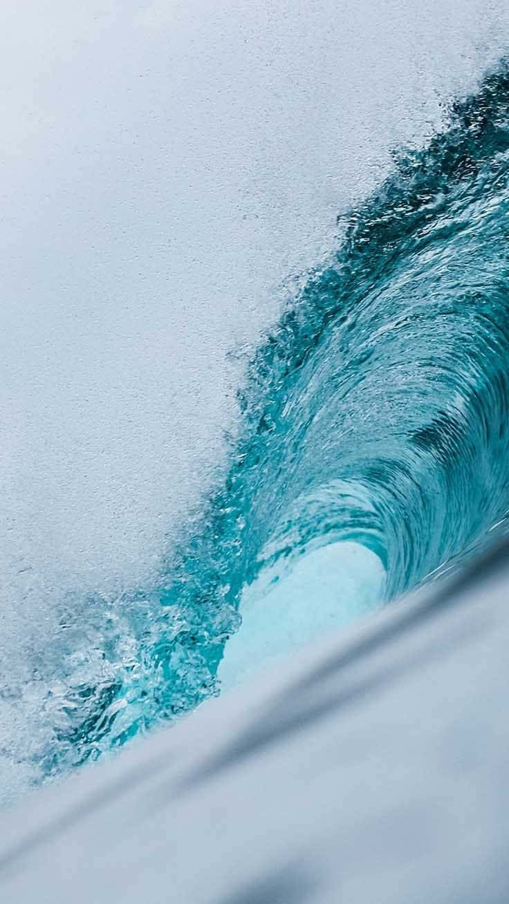 turquoise ocean wave, perfect barrel, frothy white spray, HD Phone Wallpaper