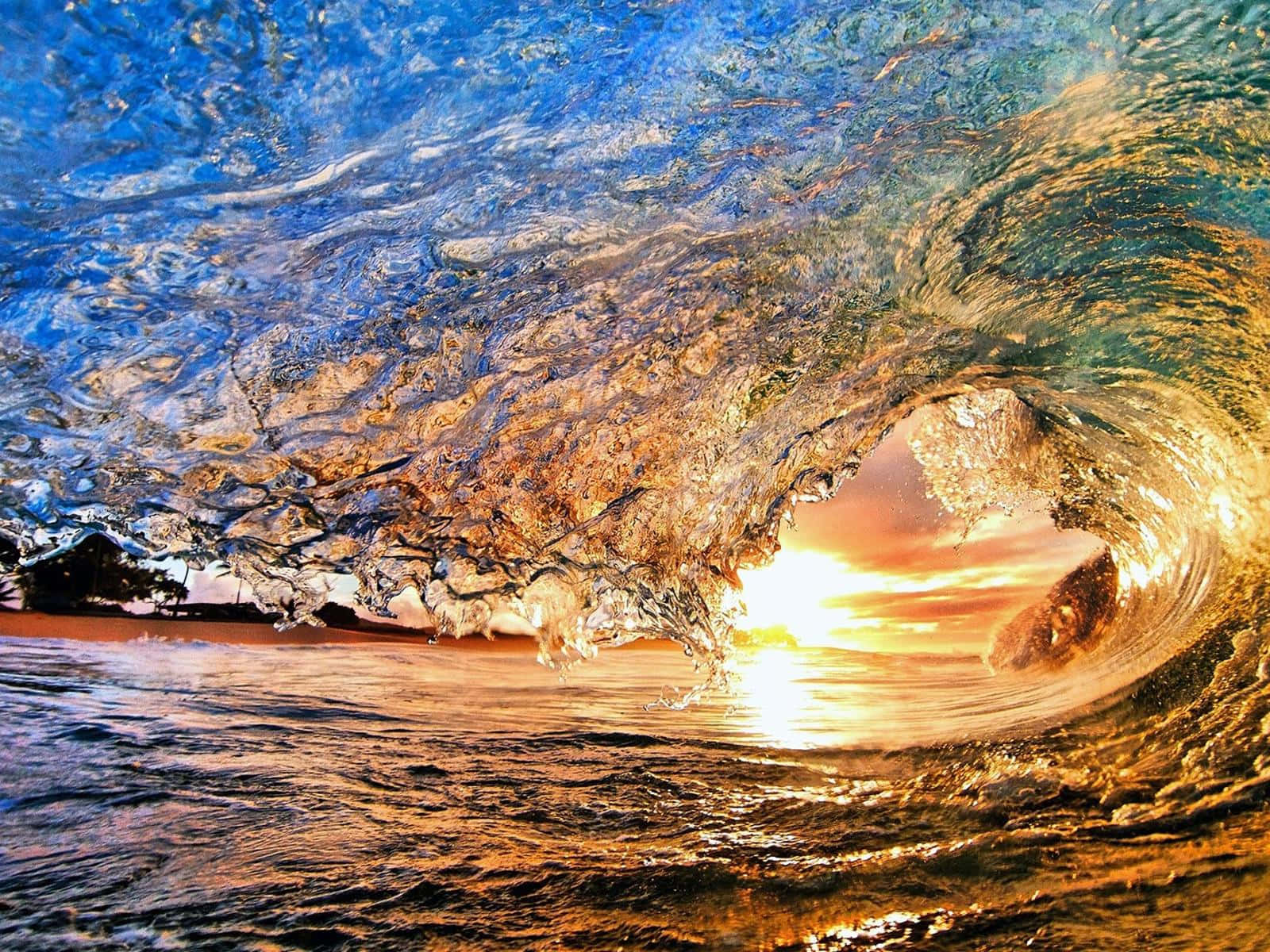 Tides, sunset, underwater view, HD Desktop Wallpaper