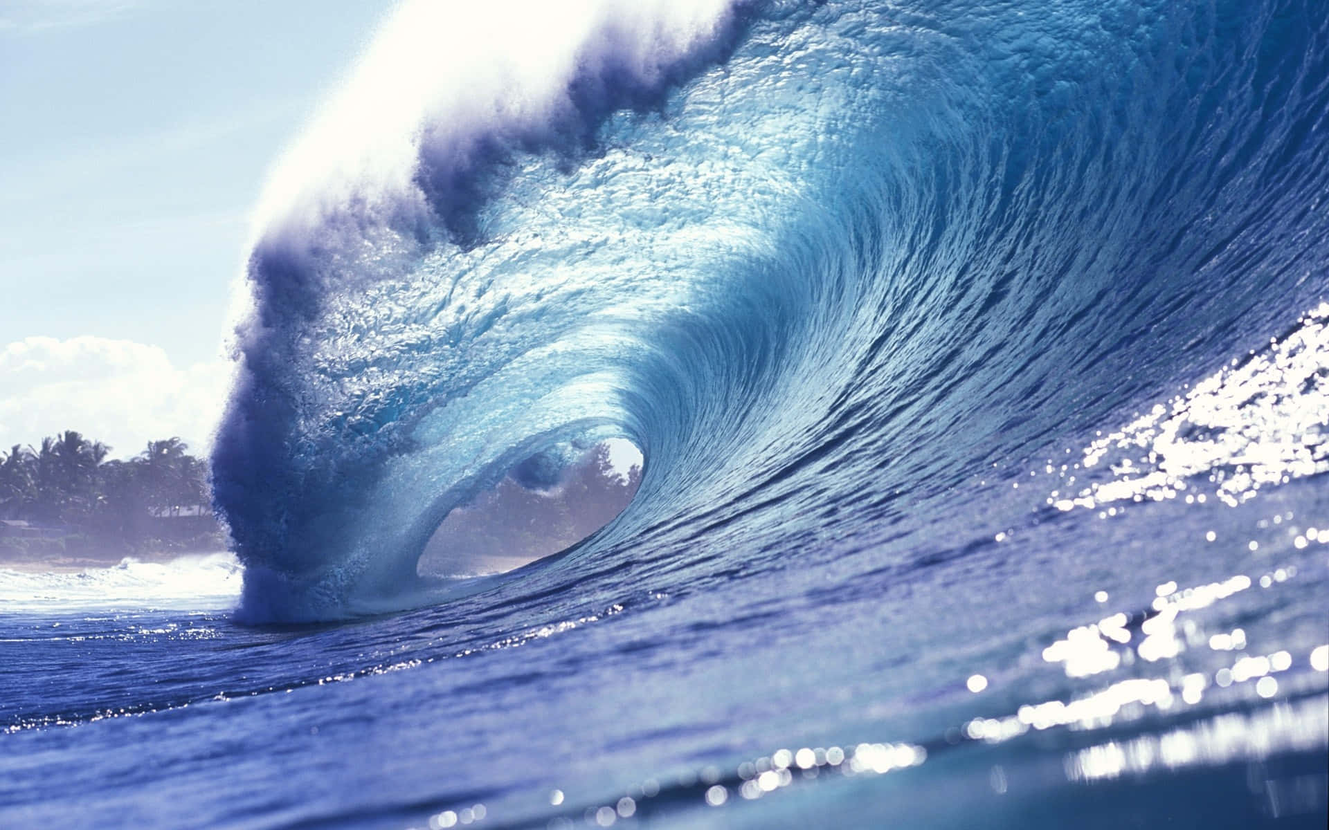 Majestic Ocean Tide at Sunset, turquoise ocean wave, perfect barrel, Full HD Desktop Wallpaper