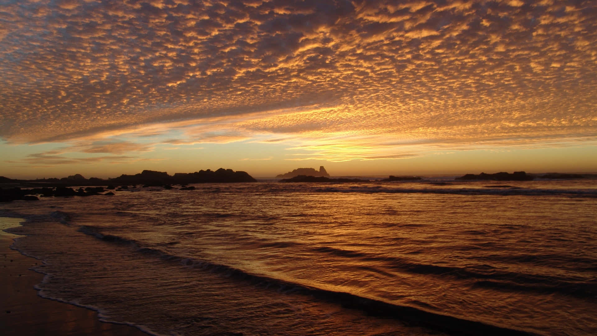 Tides, Sunset, Ocean waves, Full HD Desktop Wallpaper