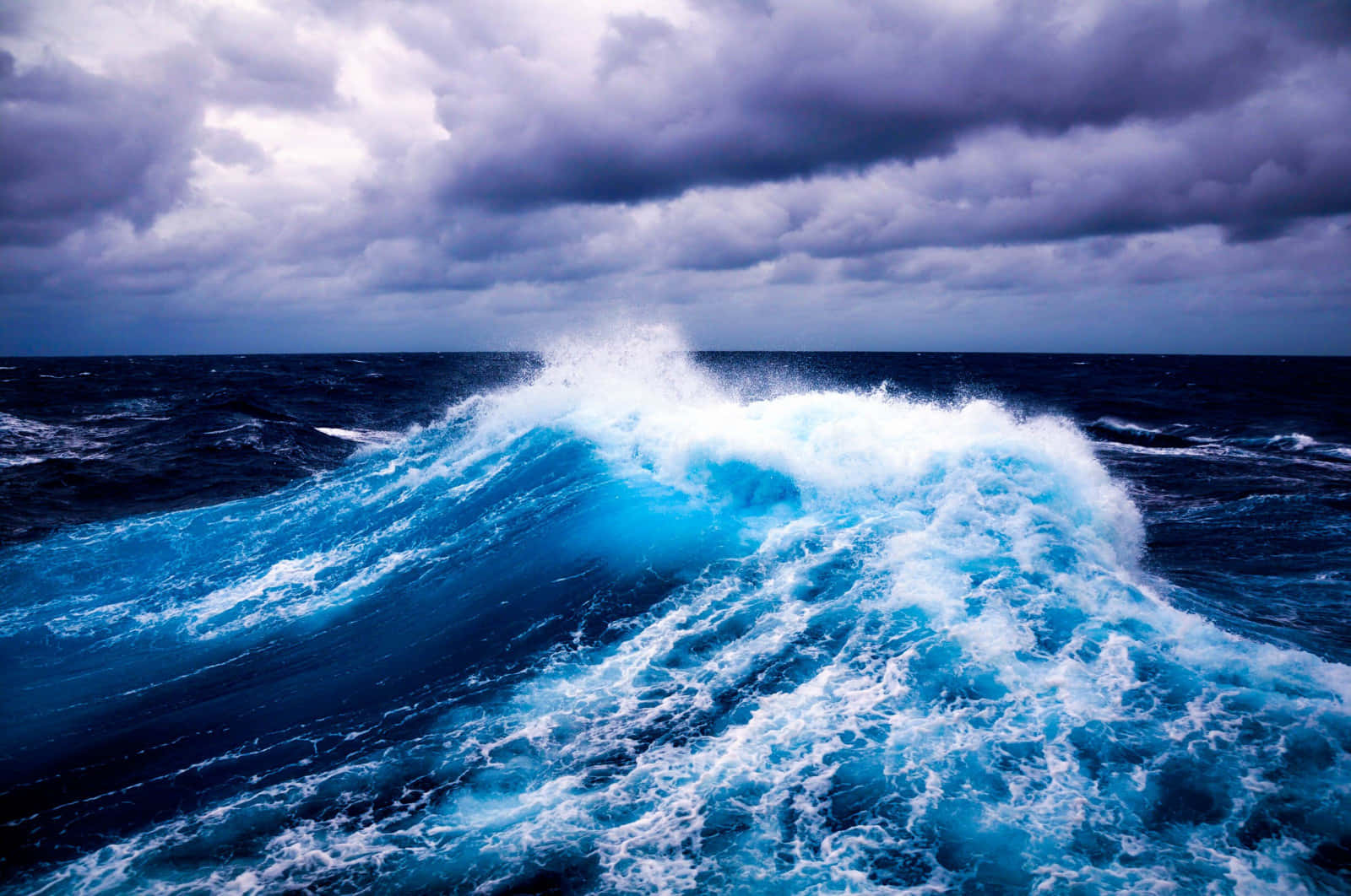 Tides, turquoise wave, purple sky, HD Desktop Wallpaper
