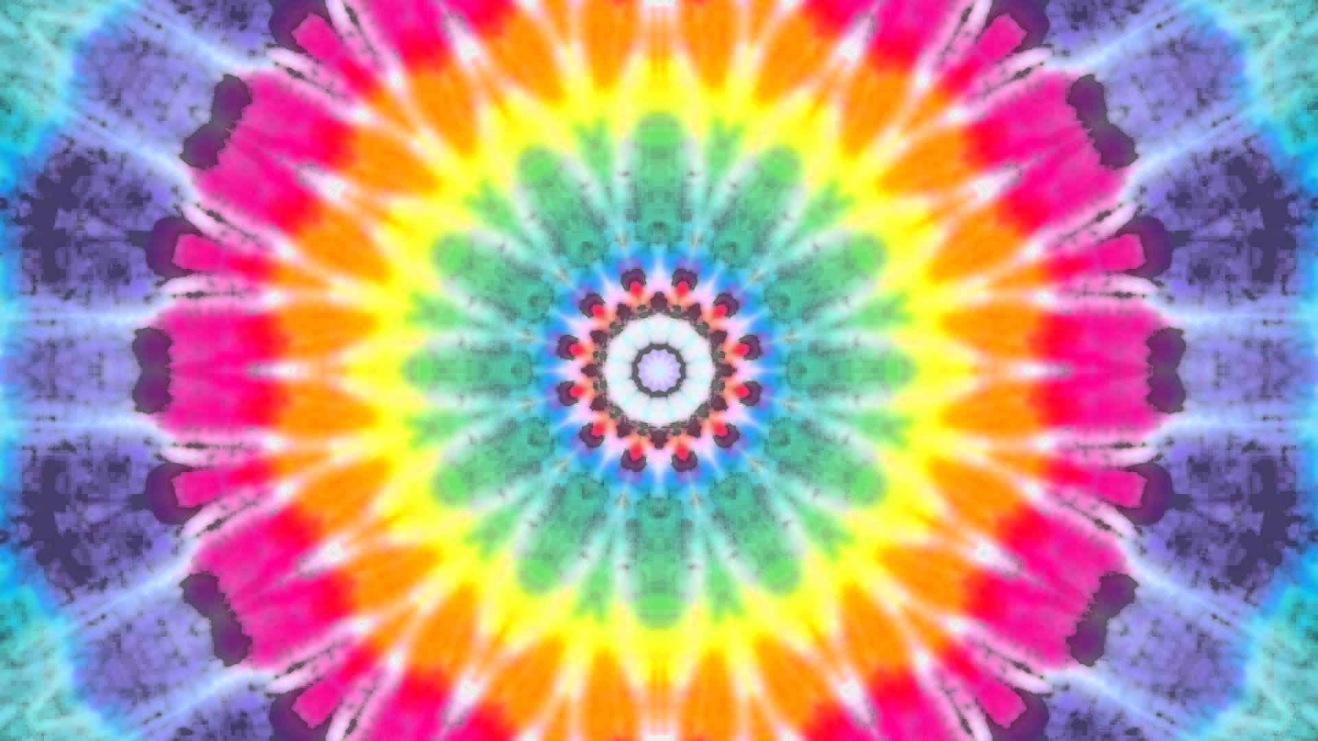 neon kaleidoscope tie dye pattern, vibrant psychedelic tie-dye mandala, central white core, Full HD Desktop Wallpaper