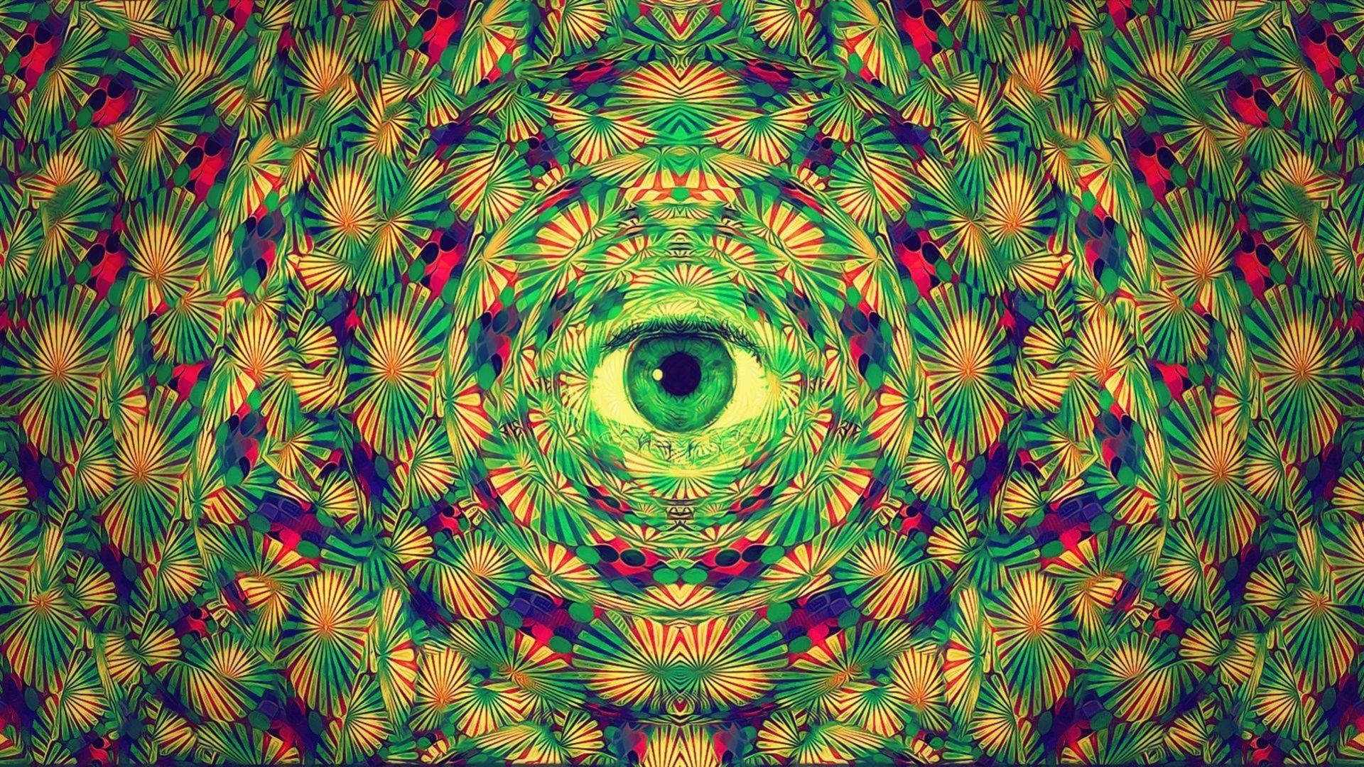 tie dye pattern, green eye, green yellow, Full HD Desktop Wallpaper