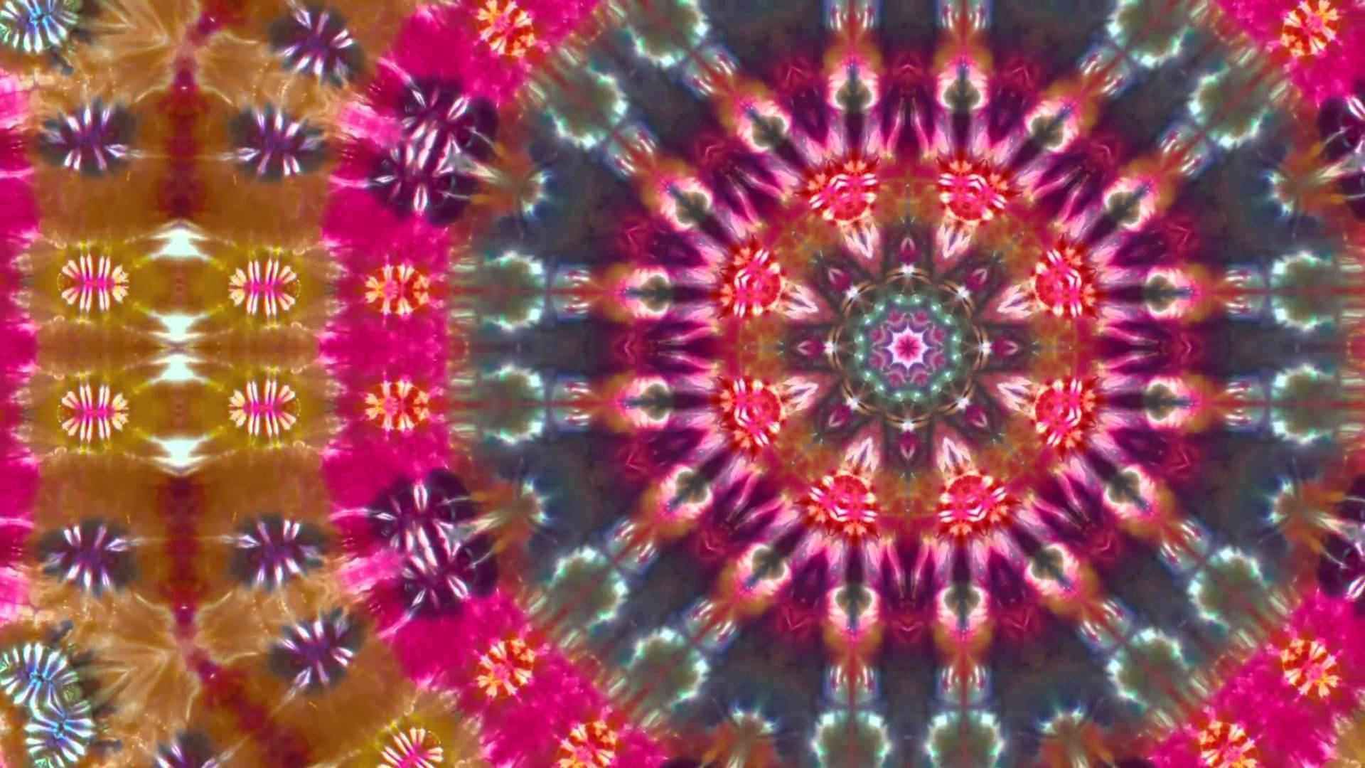 kaleidoscope style tie dye, psychedelic mandala, symmetrical floral patterns, Full HD Desktop Wallpaper