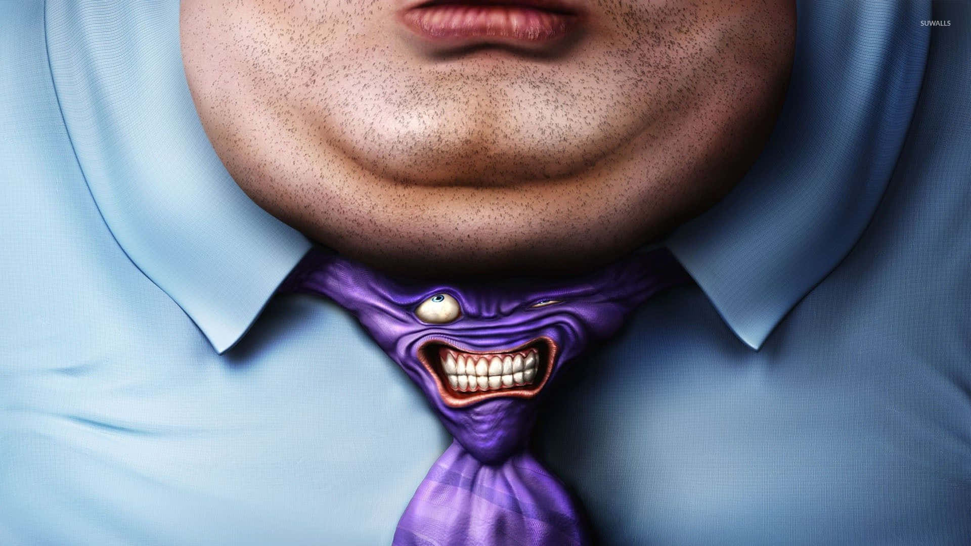 Stringent Necktie Cartoon, purple monster, grotesque, Full HD Desktop Wallpaper