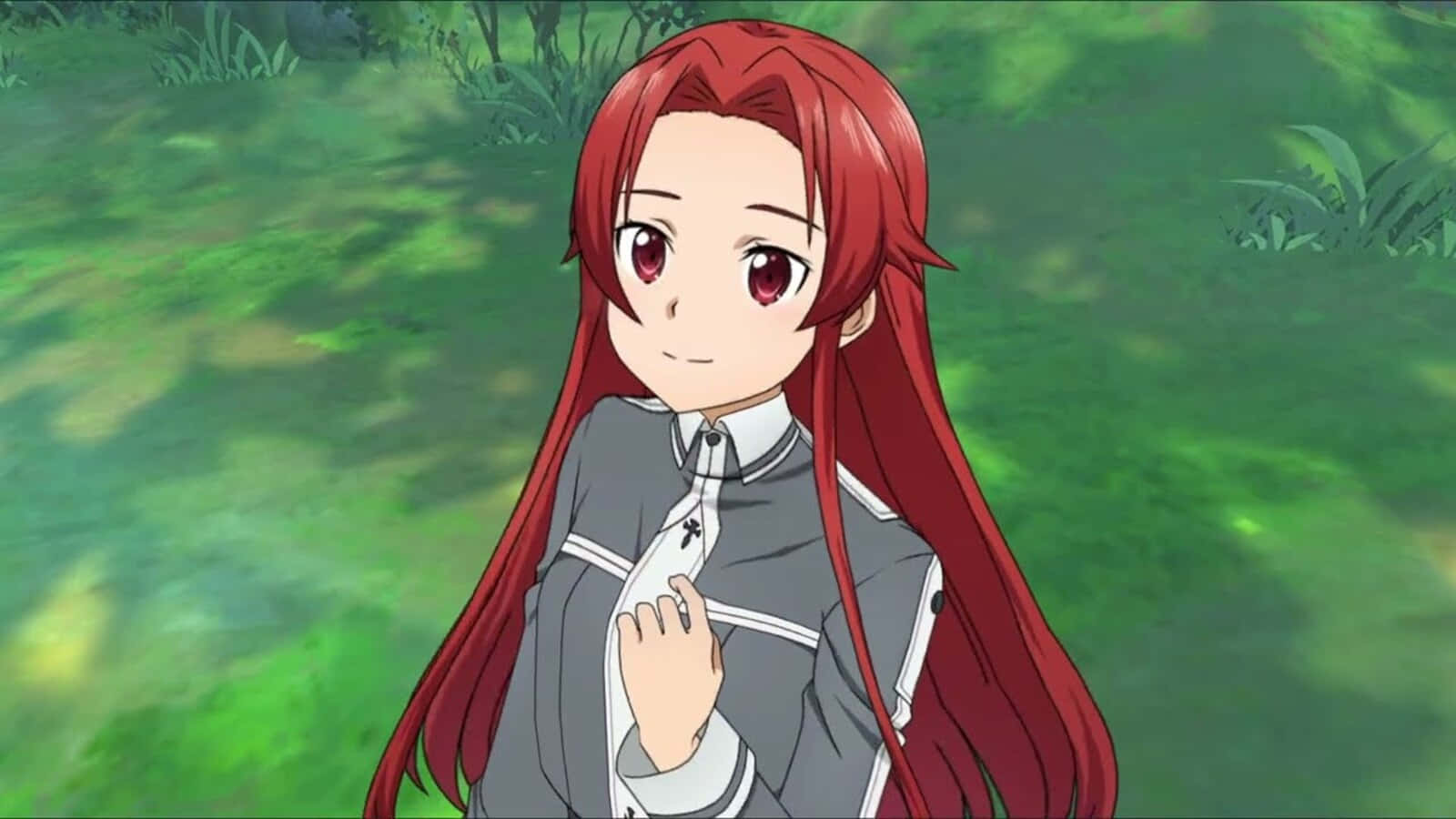 Tiese Shtolienen, red-haired anime girl, grey school uniform, HD Desktop Wallpaper