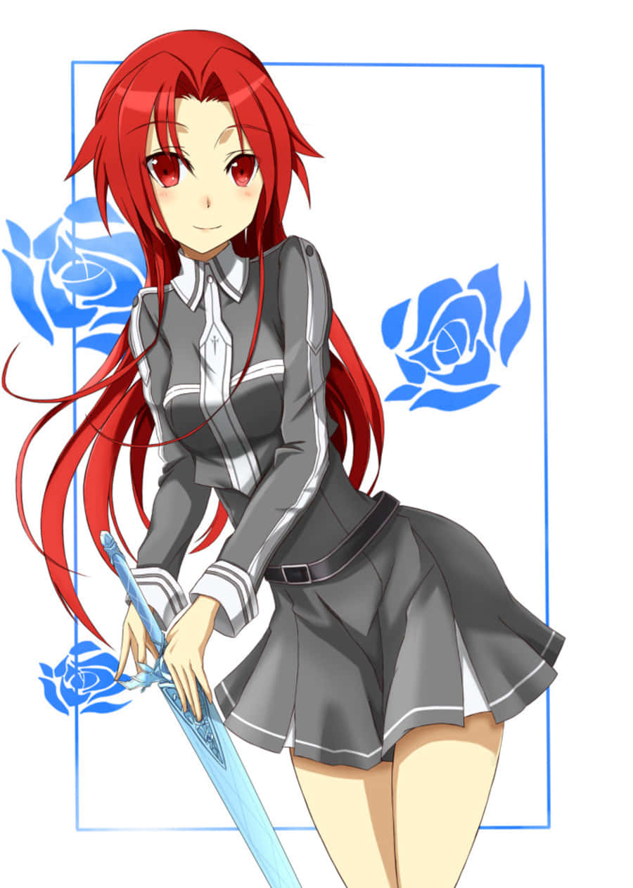 Tiese Shtolienen, red-haired anime girl, grey school uniform, SD Phone Wallpaper