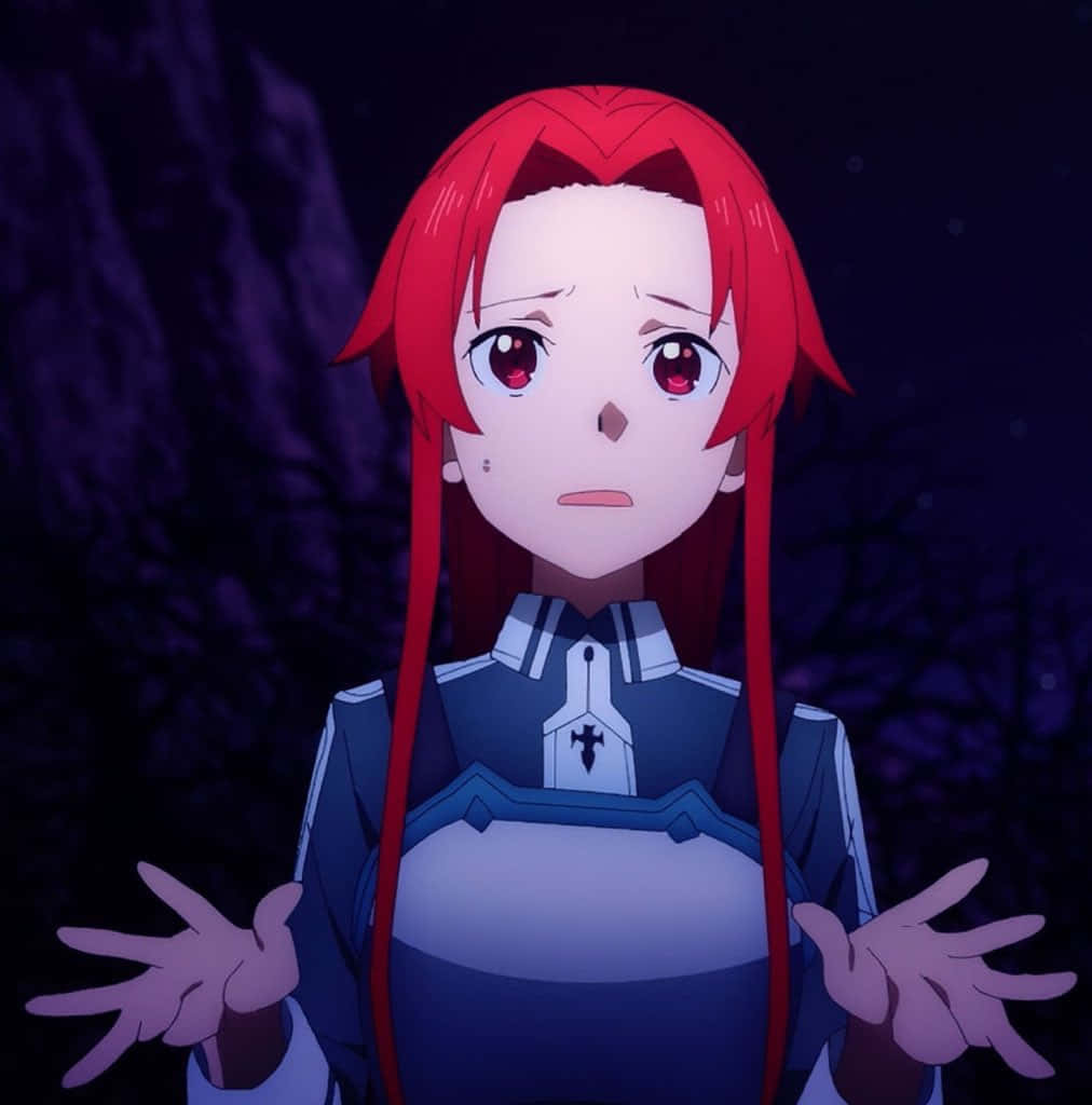 Tiese Shtolienen, red-haired anime girl, blue uniform, SD Phone Wallpaper