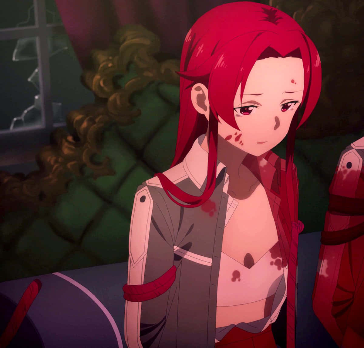 Tiese Shtolienen, red-haired anime girl, bloodstains, SD Desktop Wallpaper