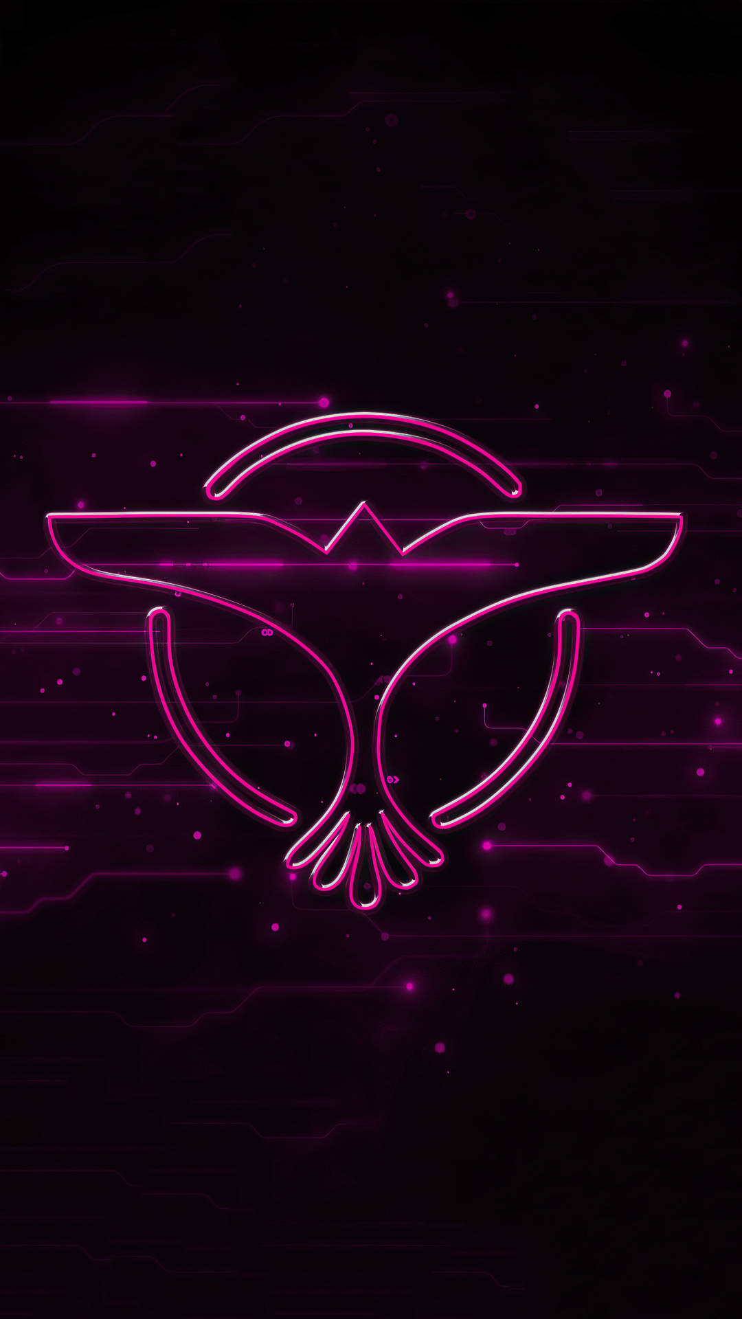 Tiesto, Bird In Flight Symbol, glowing pink neon, Full HD Phone Wallpaper