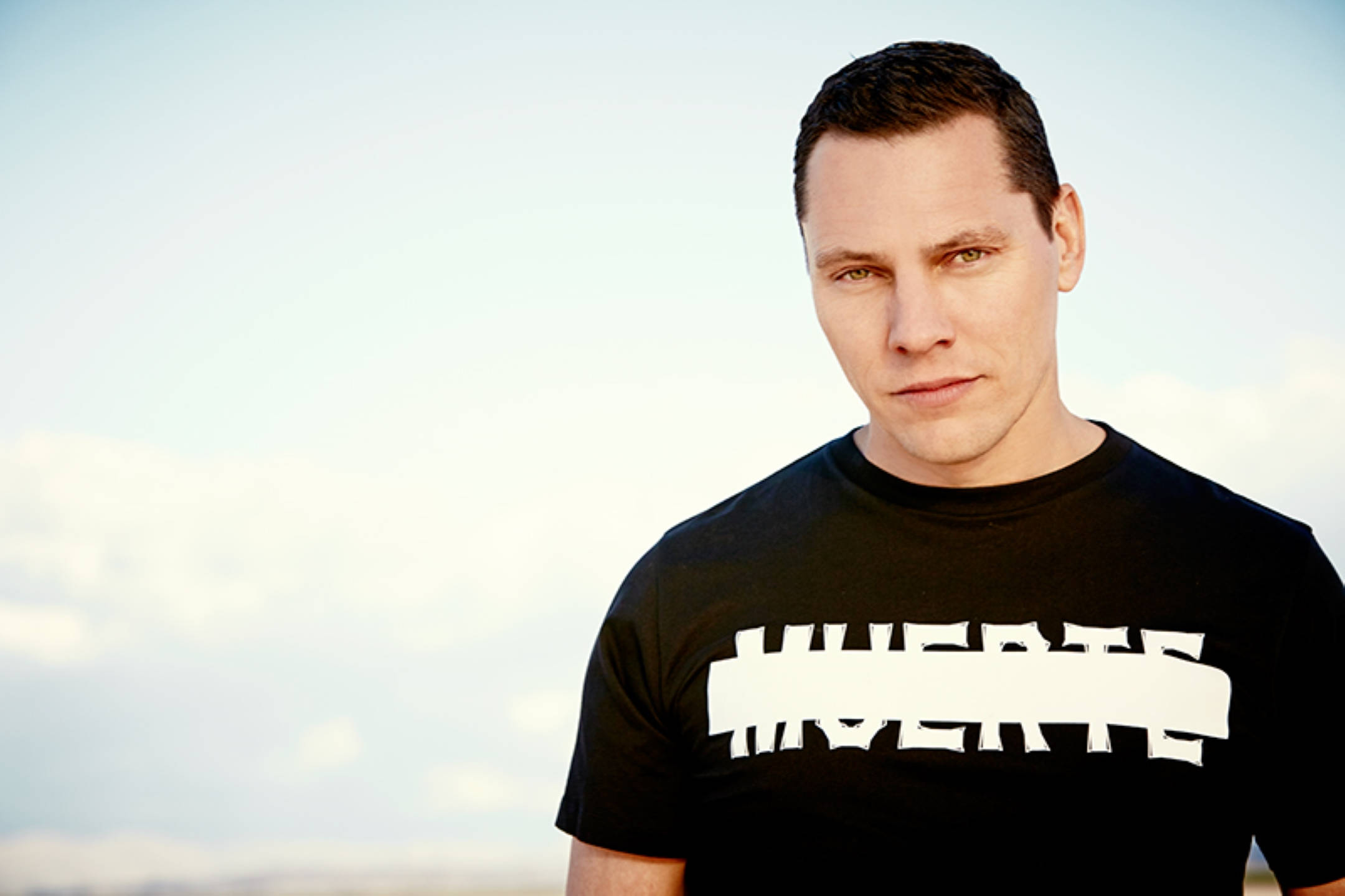 Tiesto, black t-shirt, white text, Full HD Desktop Wallpaper