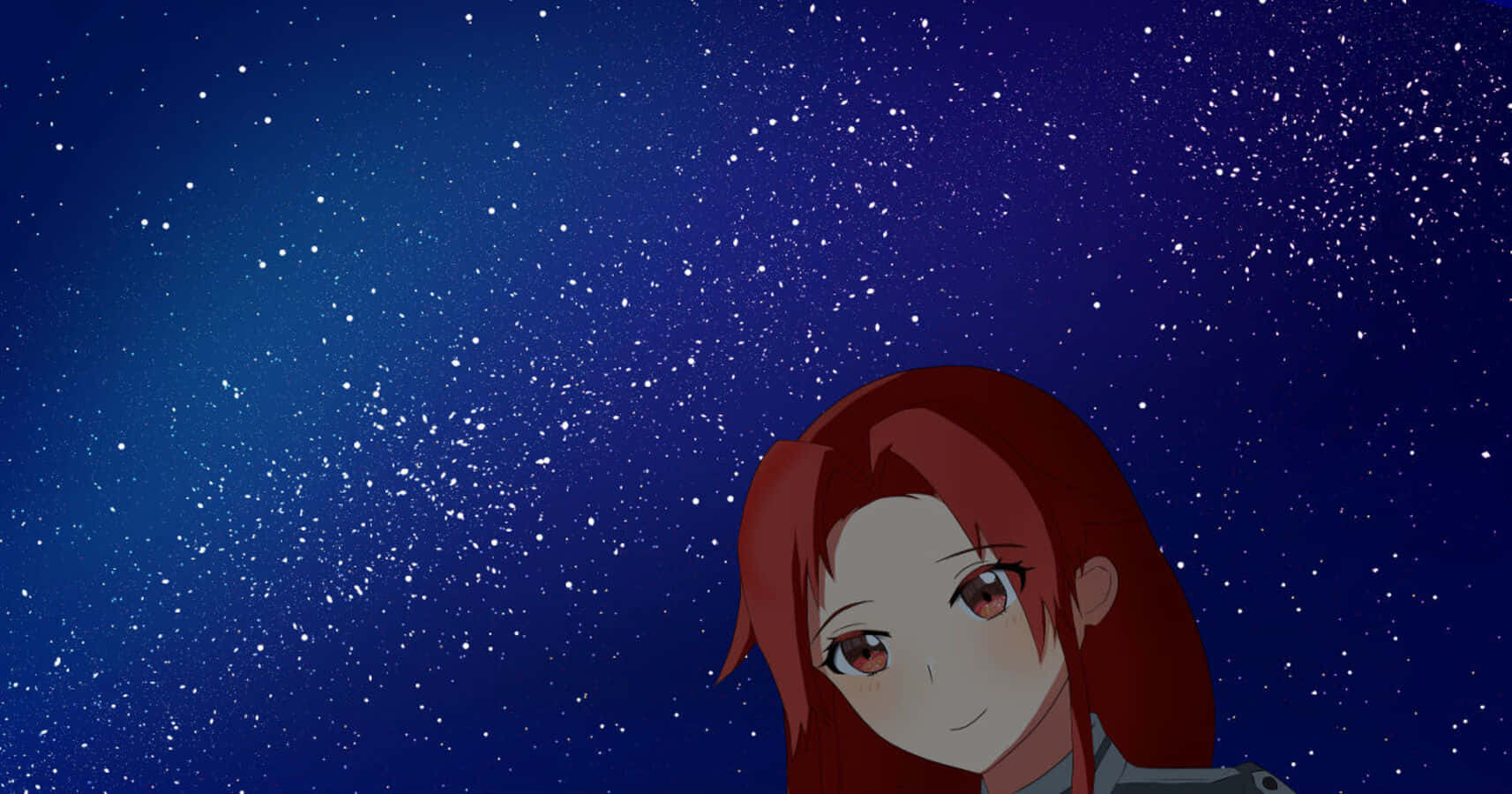 Tiese Shtolienen, red-haired anime girl, starry night sky, HD Desktop Wallpaper