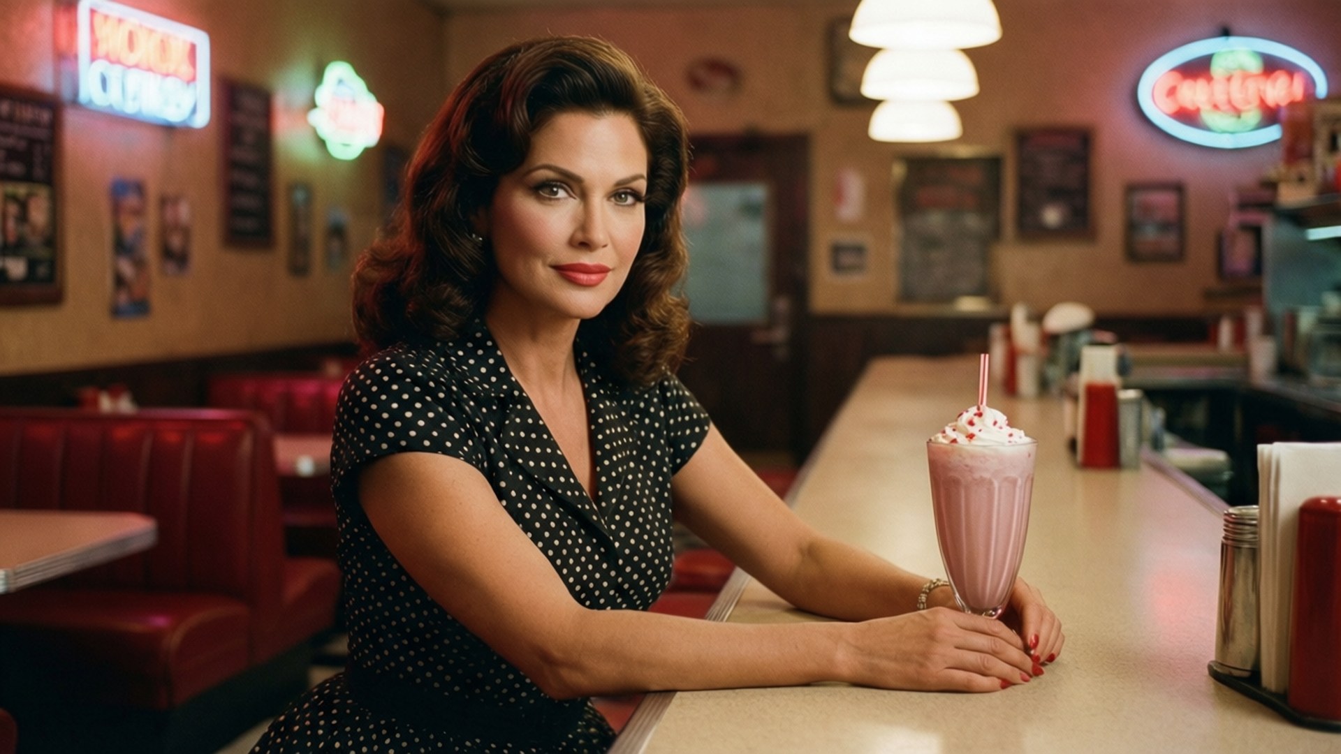 Tiffani Thiessen, 1950s diner, retro diner, Full HD Desktop Wallpaper