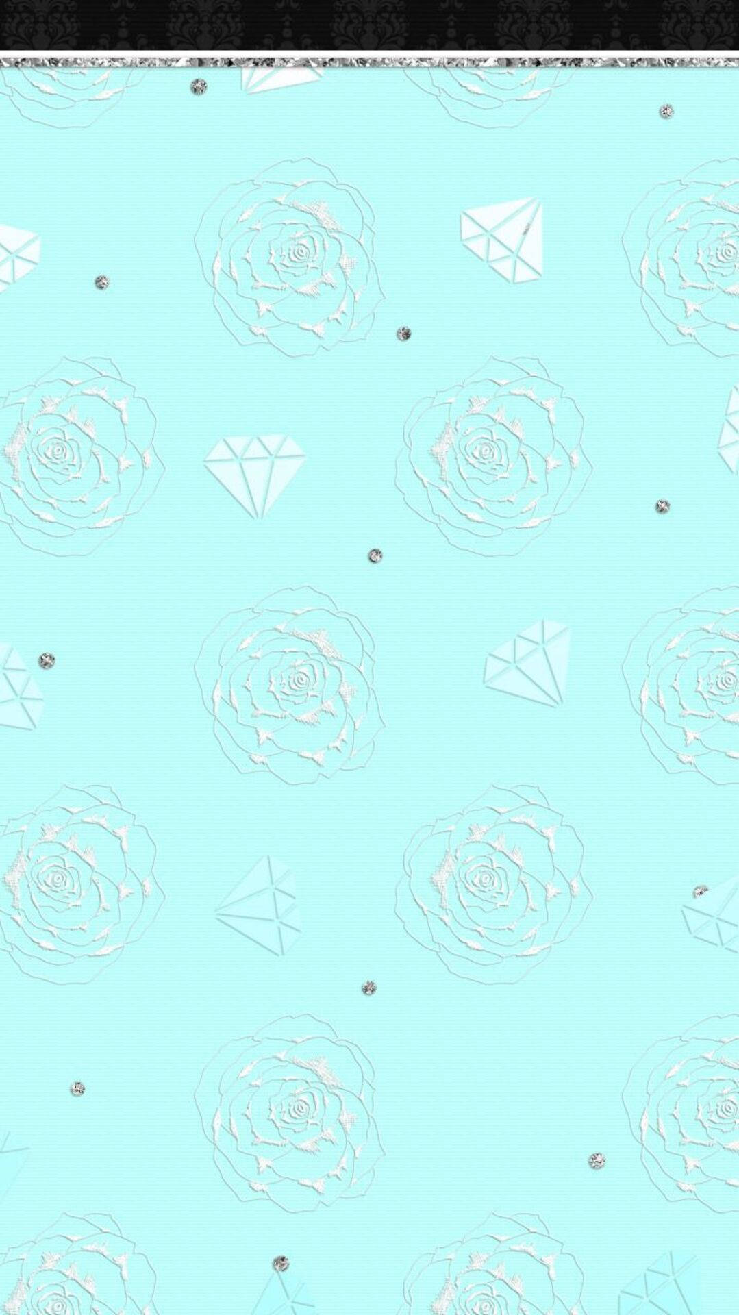 Tiffany Blue, white roses, diamonds, Full HD Phone Wallpaper