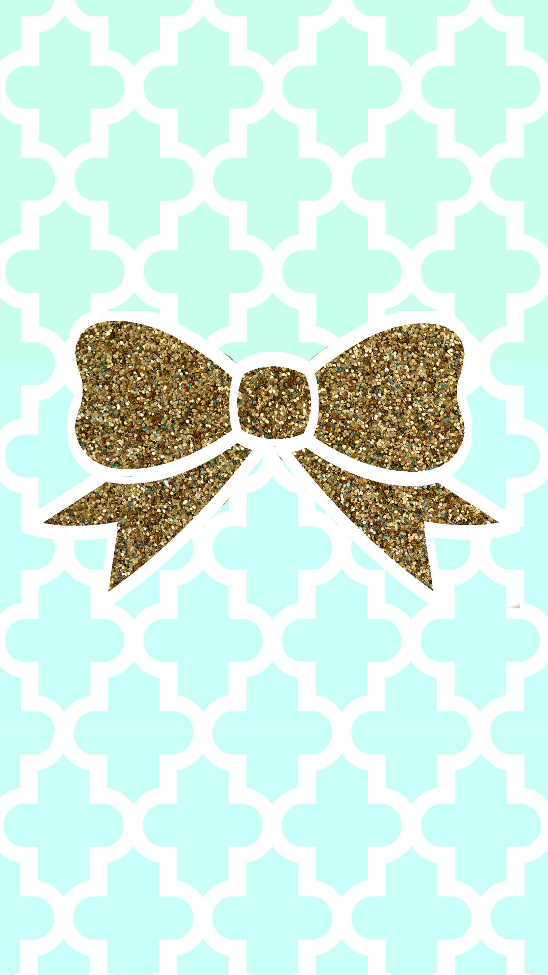 Tiffany Blue, gold ribbon, quatrefoil pattern, Full HD Phone Wallpaper
