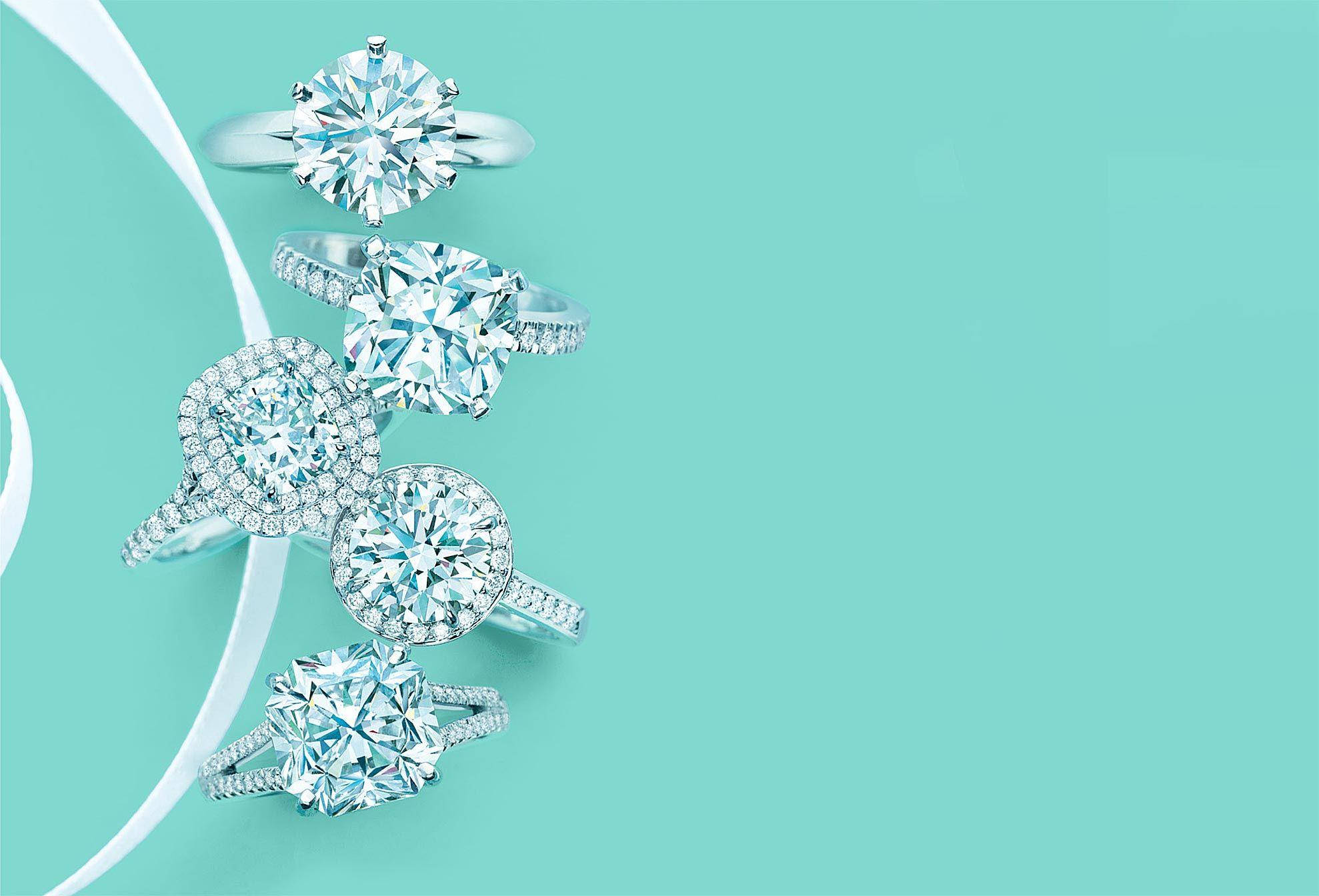 Tiffany, Tiffany Blue, diamond rings, Full HD Desktop Wallpaper