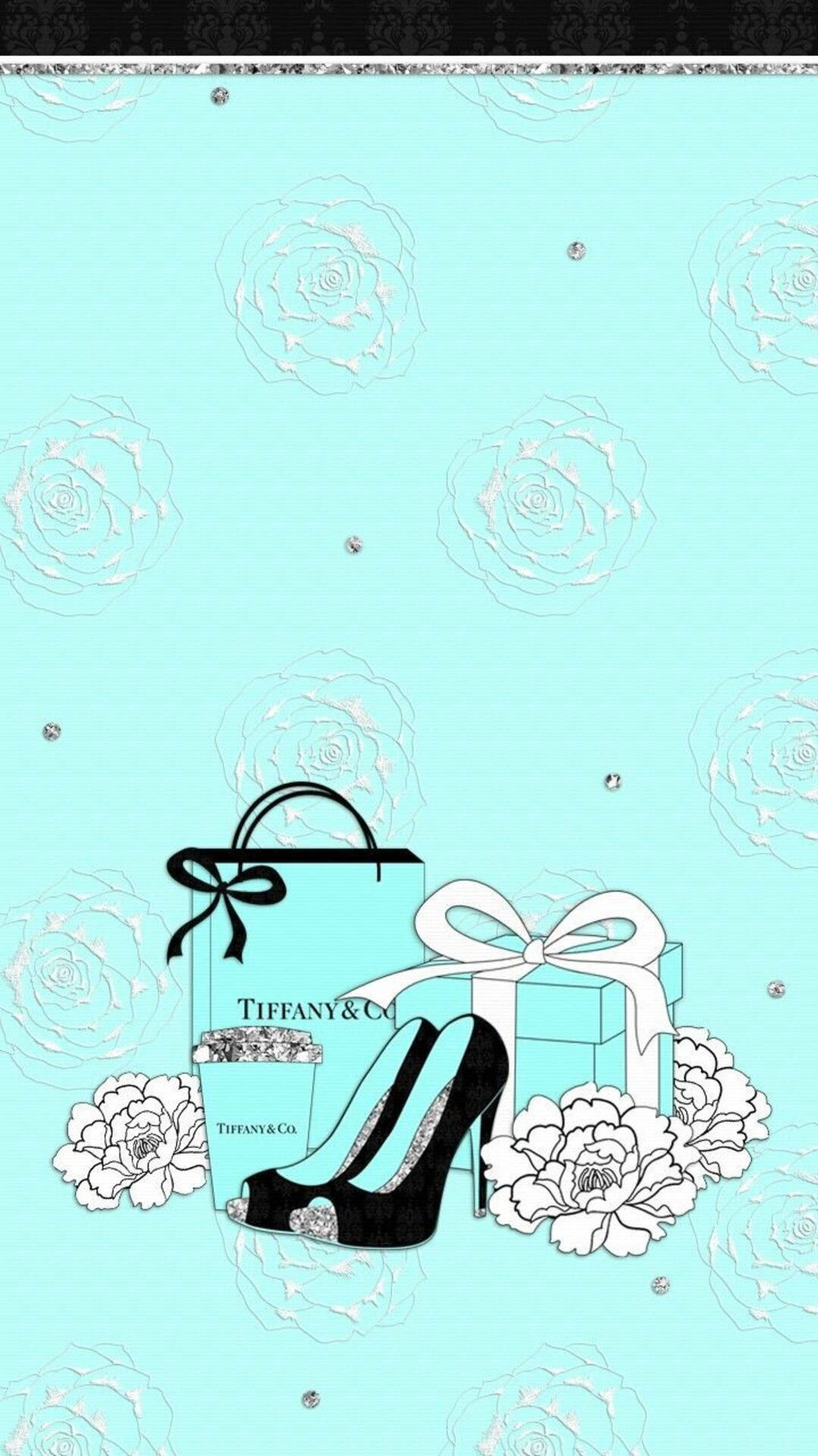 Tiffany blue, white roses, glittering diamonds, Full HD Phone Wallpaper