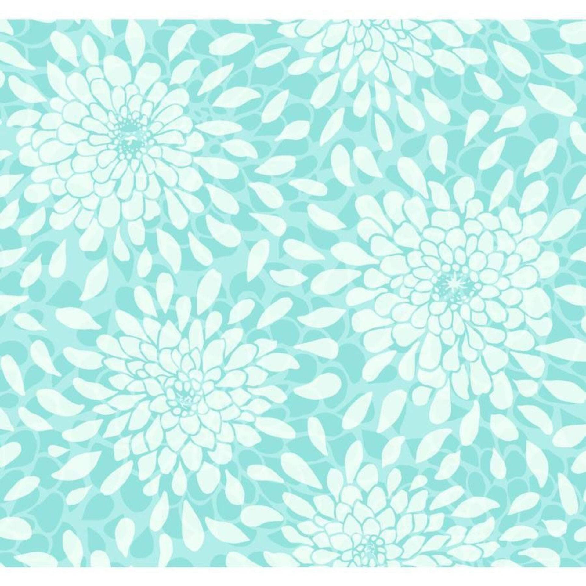 Tiffany blue, white chrysanthemum flowers, soft teal background, Full HD Desktop Wallpaper