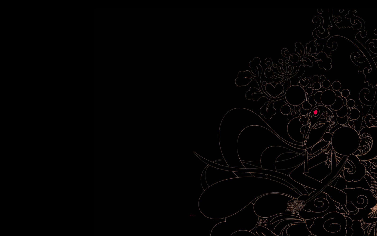 black background, tiger, floral motifs, HD Desktop Wallpaper