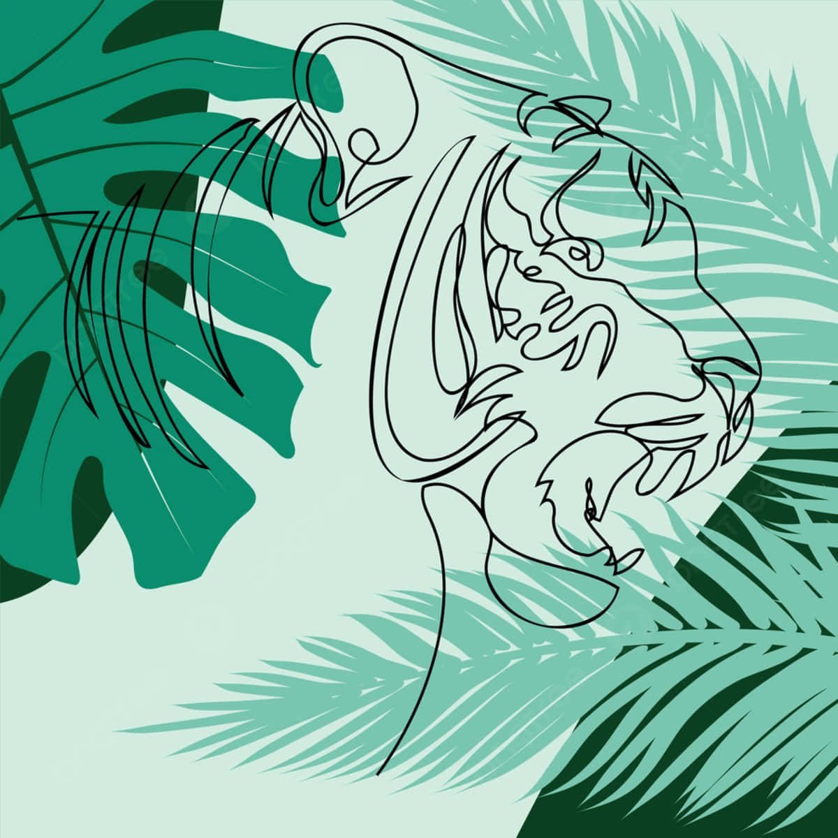 tiger, line art, jungle, SD Desktop Wallpaper