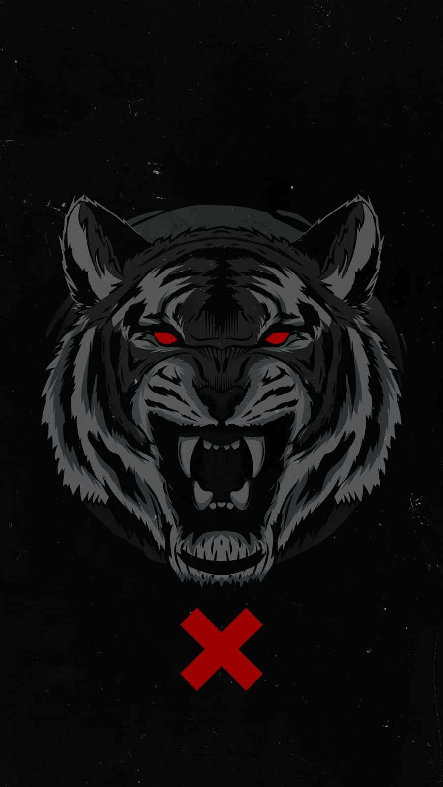 Tiger Face, glowing red eyes, dark textured background, HD Phone Wallpaper