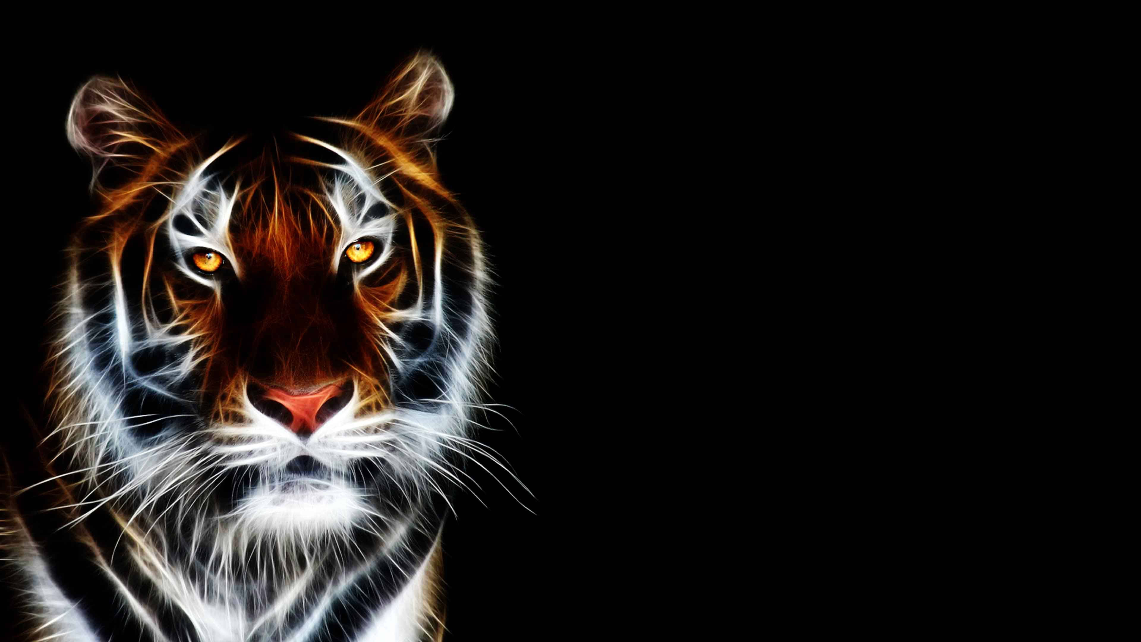 Yellow Eye Tiger iPhone, glowing tiger's face, electric white and orange streaks, 4K Desktop Wallpaper