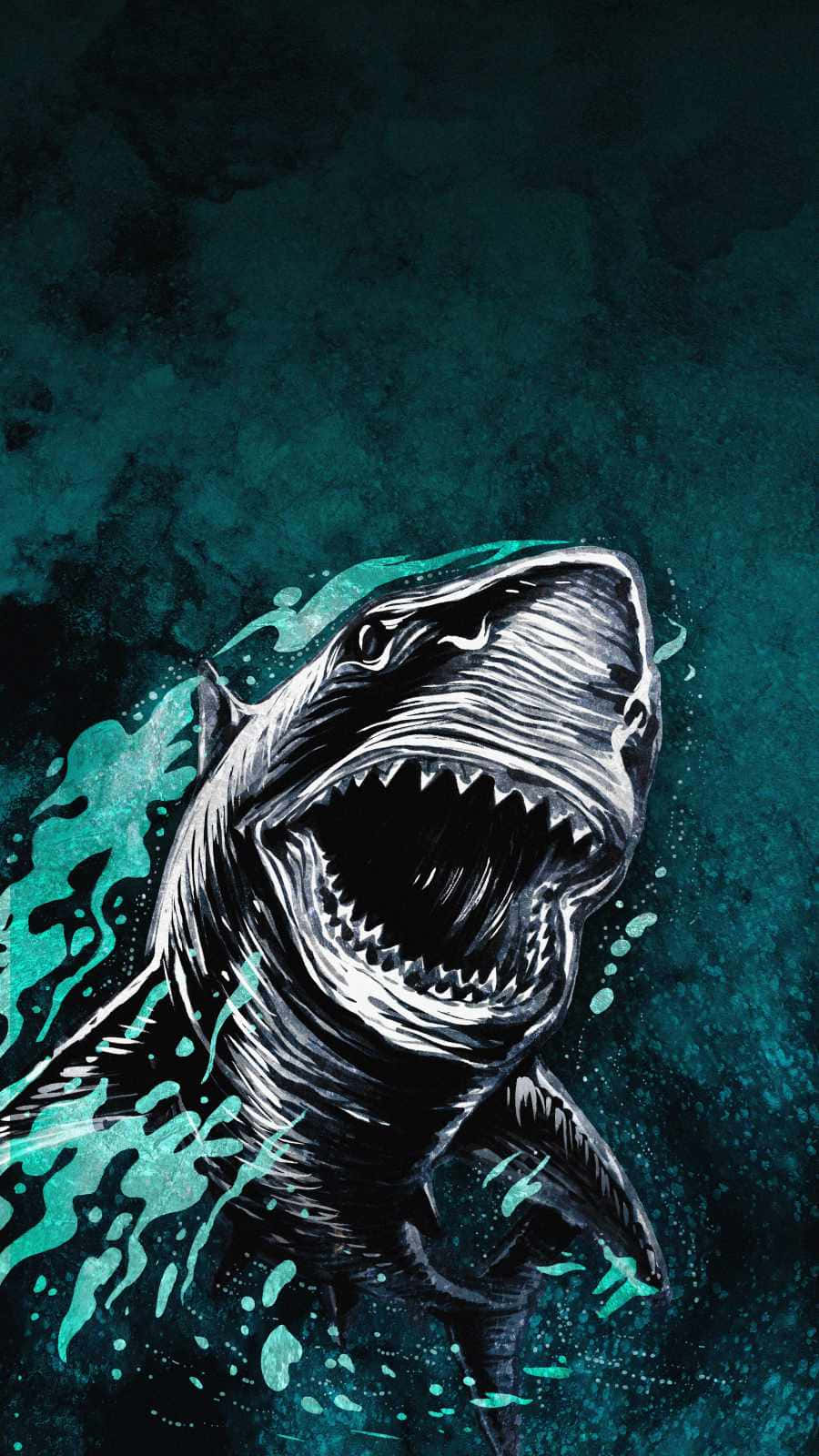 Shark iPhone, teal water, dynamic splash, HD Phone Wallpaper