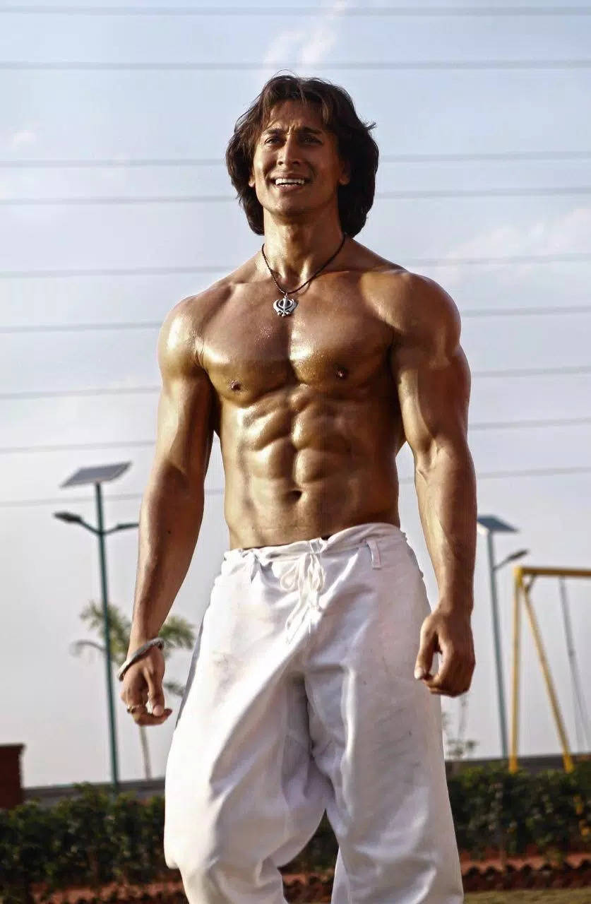 Tiger Shroff, muscular man, defined abs, HD Phone Wallpaper