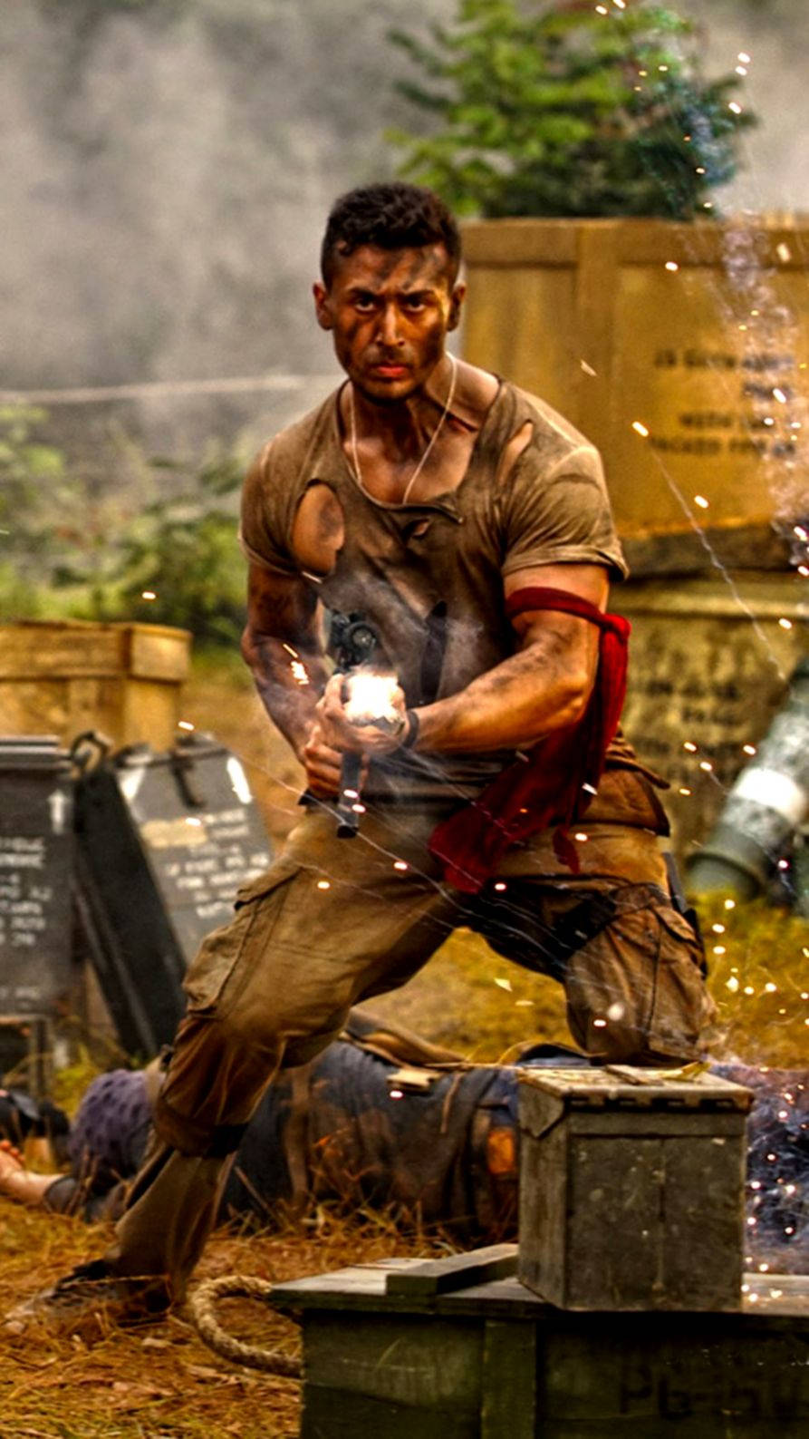 Tiger Shroff Body, distressed clothing, war-torn outdoor battlefield, HD Phone Wallpaper
