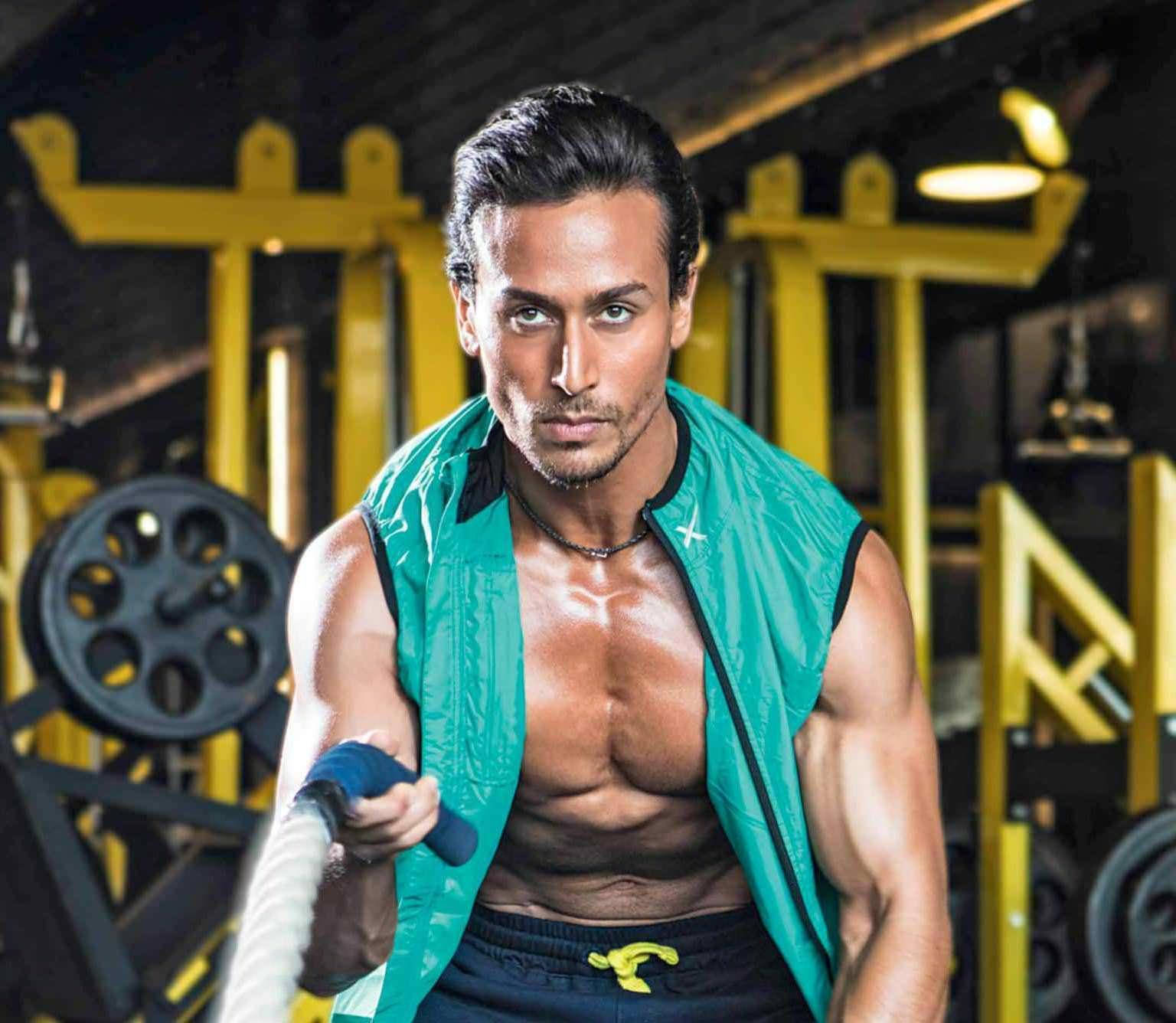 Tiger Shroff, gym, teal vest, HD Desktop Wallpaper
