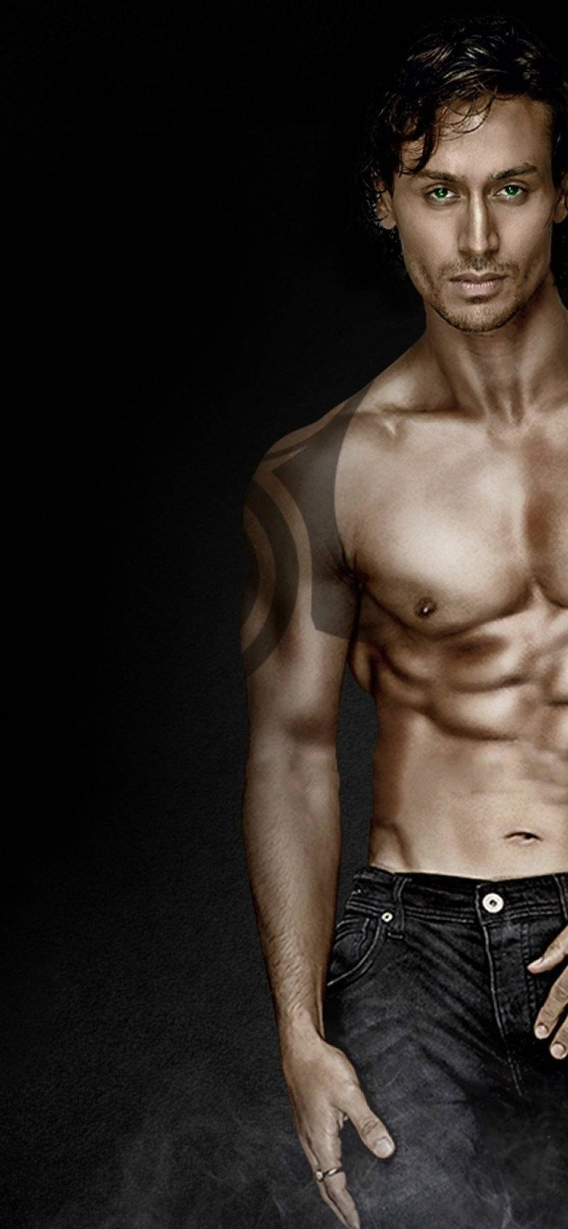 Tiger Shroff, denim, topless, Full HD Phone Wallpaper