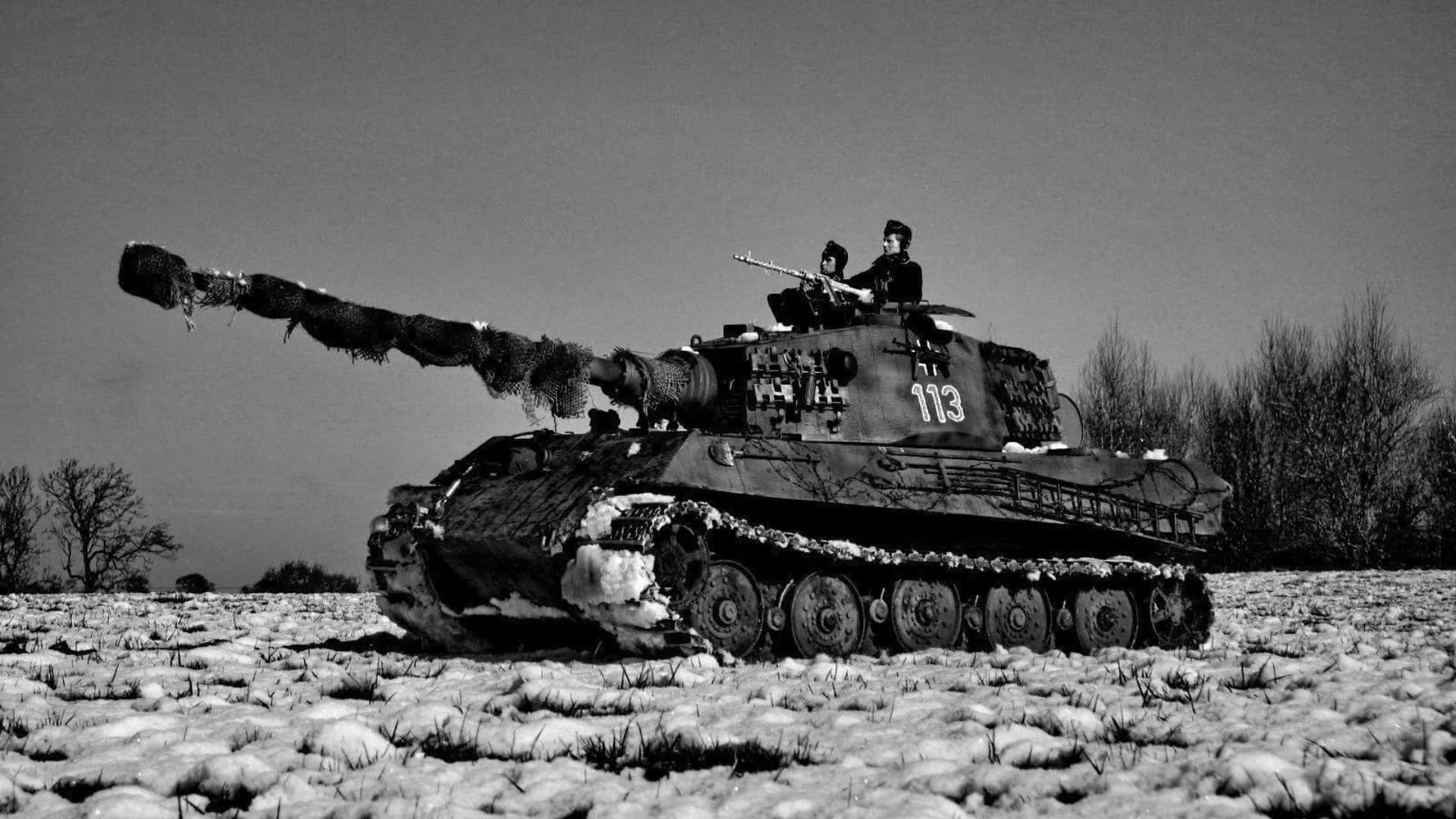 Tiger Tank, winter terrain, snowy field, Full HD Desktop Wallpaper