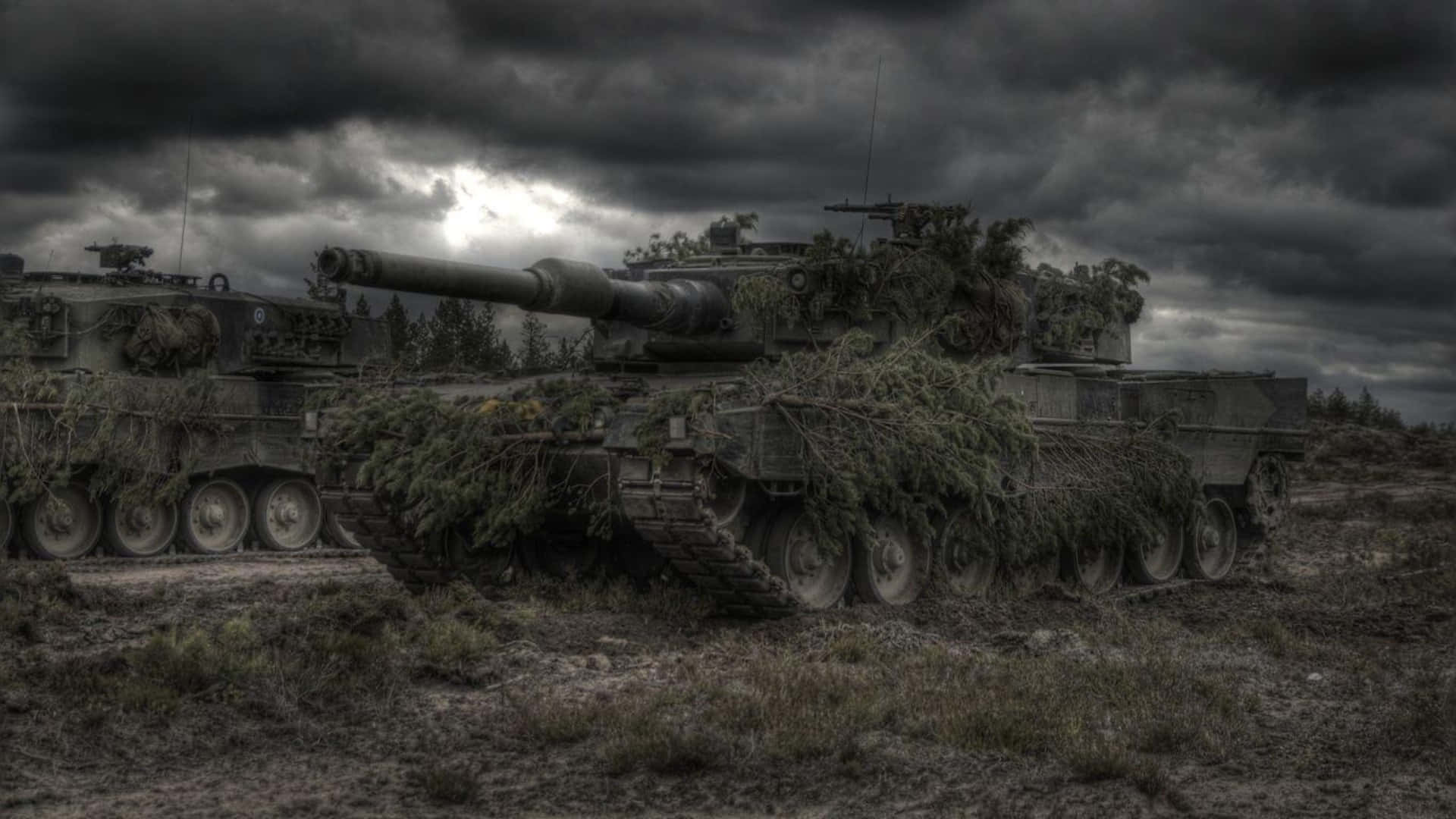 Tiger Tank, camouflage, foliage cover, Full HD Desktop Wallpaper