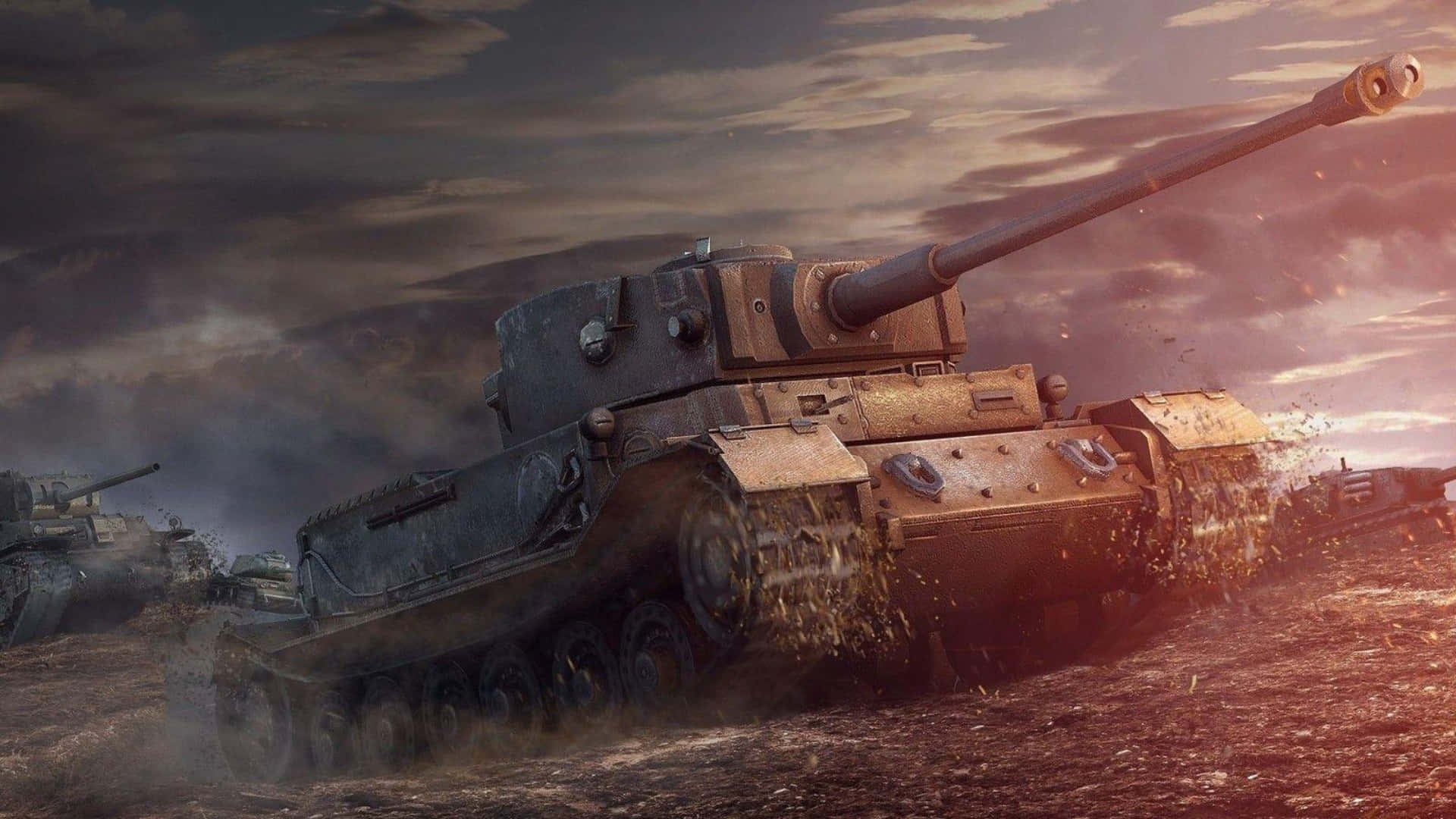 Tiger Tank, long cannon, muddy terrain, Full HD Desktop Wallpaper