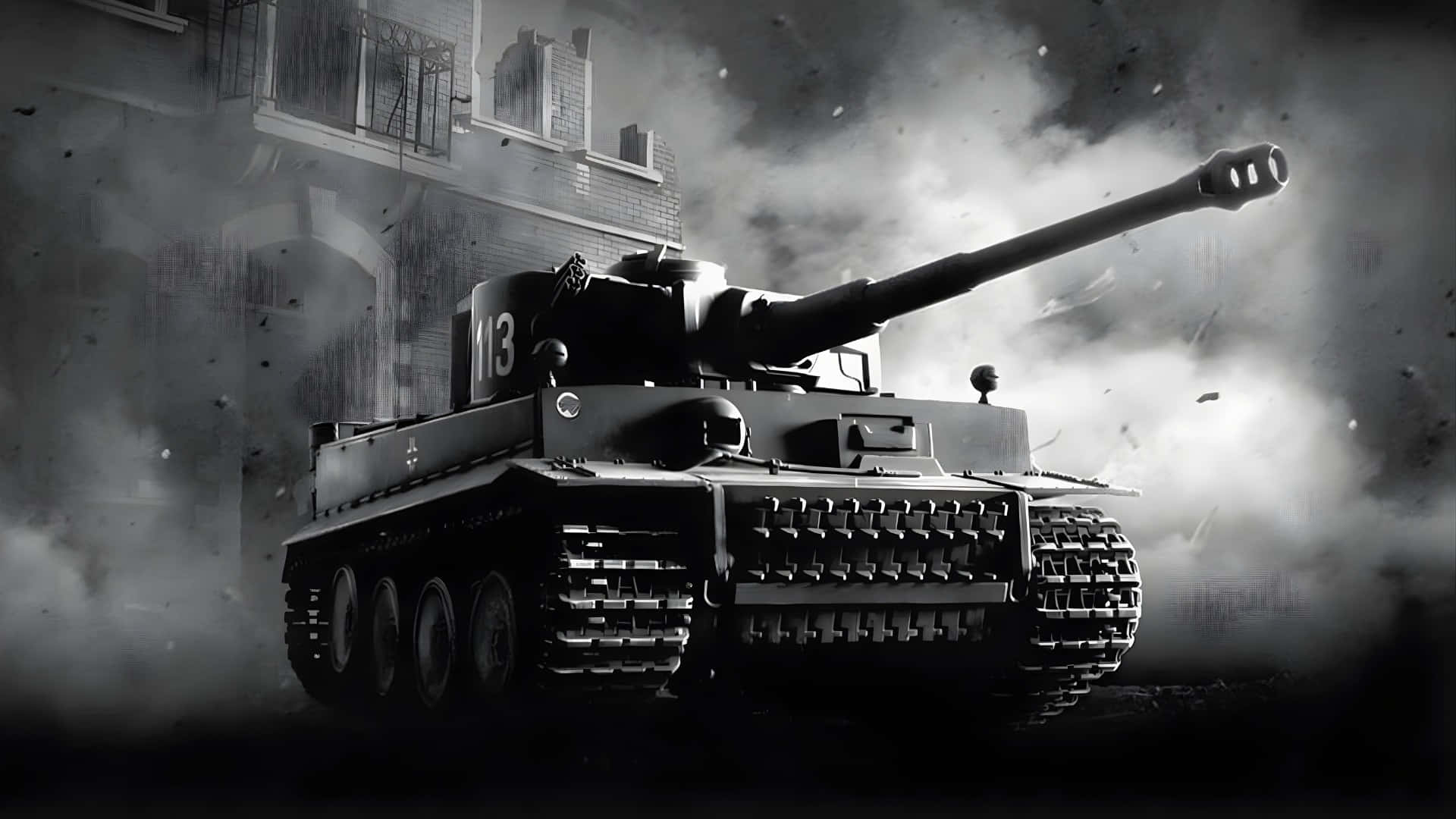 Tiger Tank, number 13, smoke, Full HD Desktop Wallpaper