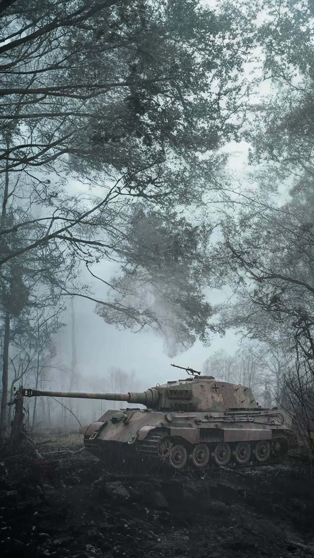 Tiger tank, forest fog, misty forest, Full HD Phone Wallpaper