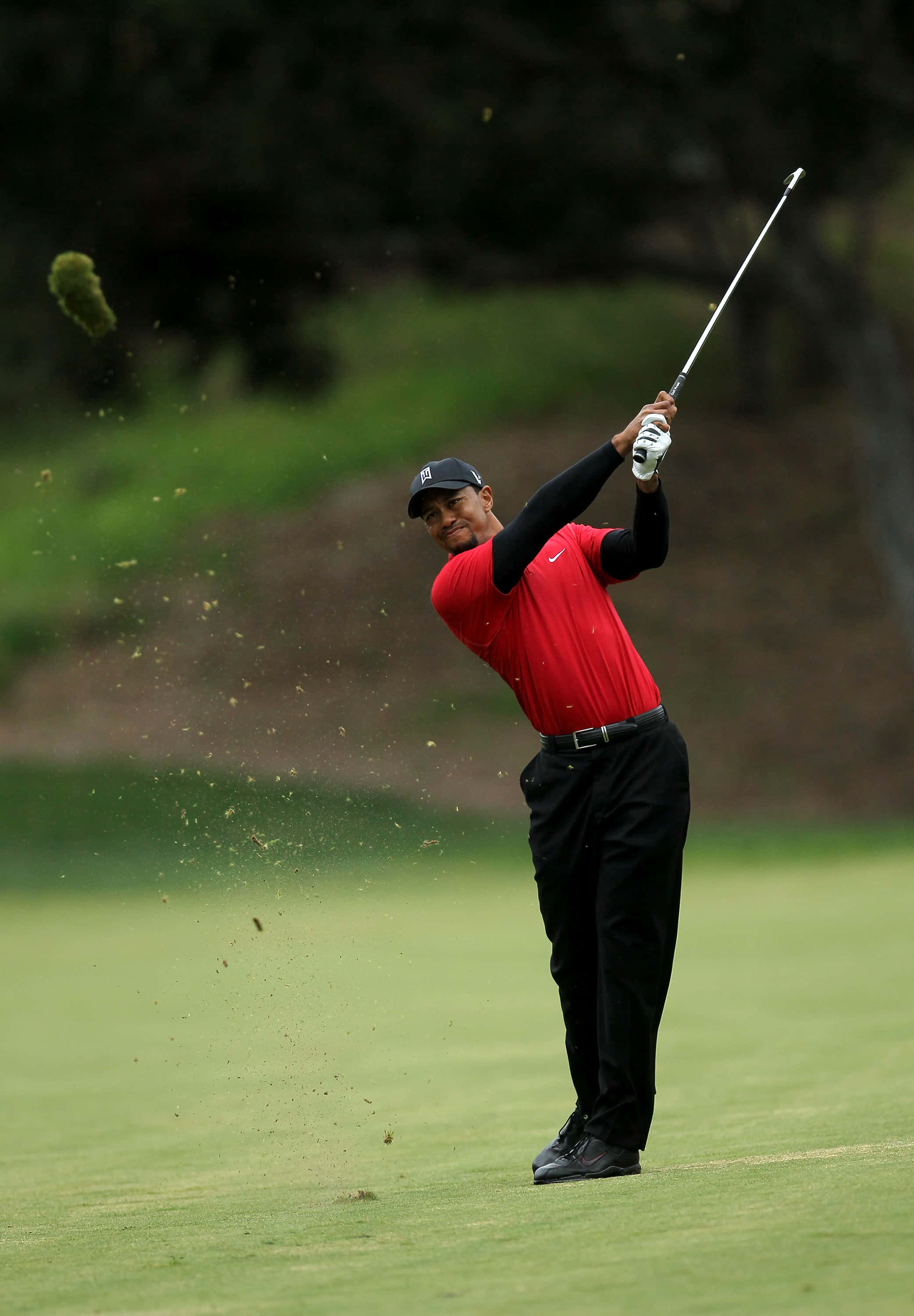 Tiger Woods, iPhone, red shirt, 2K Phone Wallpaper