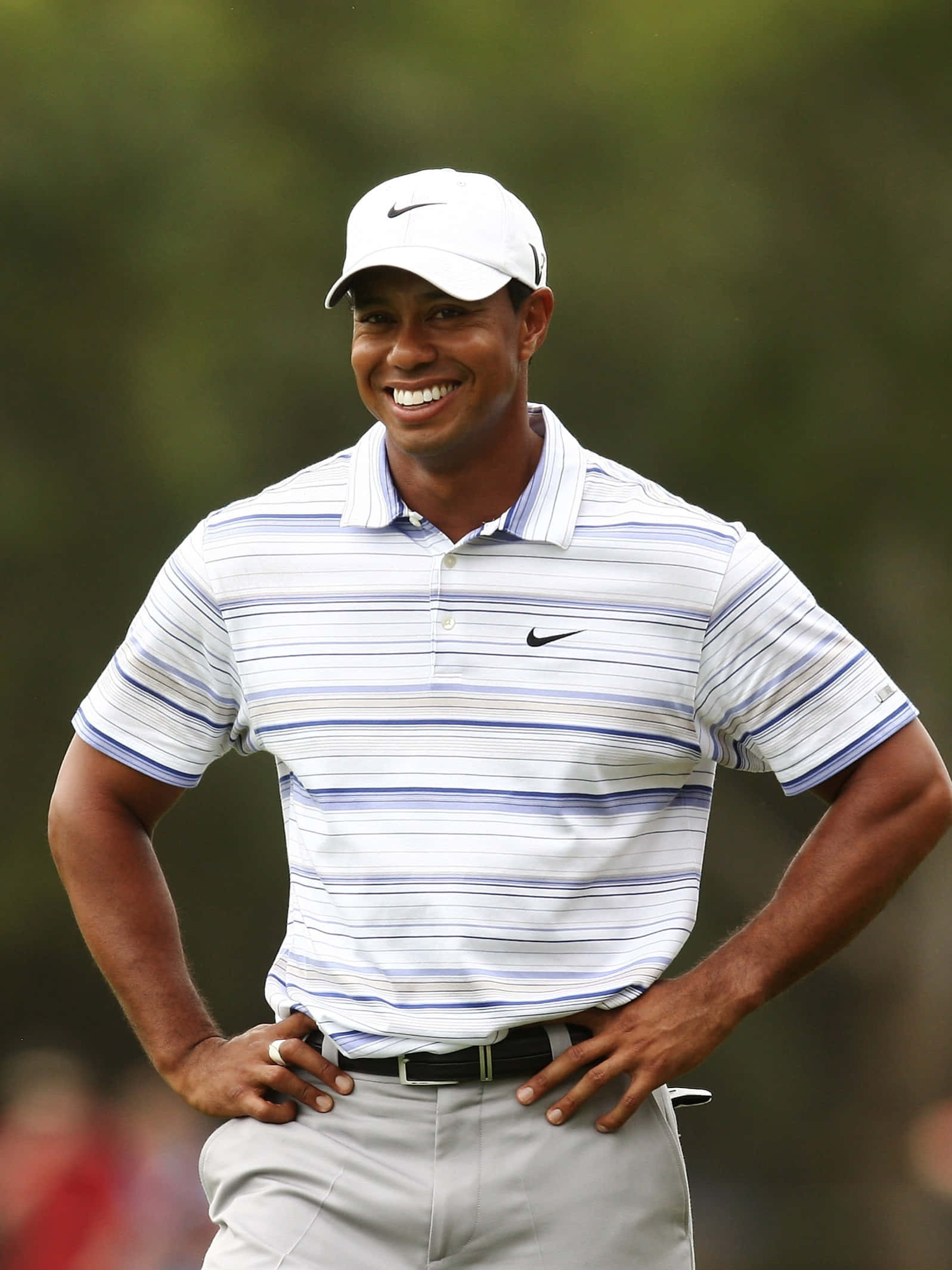 Tiger Woods, iPhone, striped polo, Full HD Phone Wallpaper