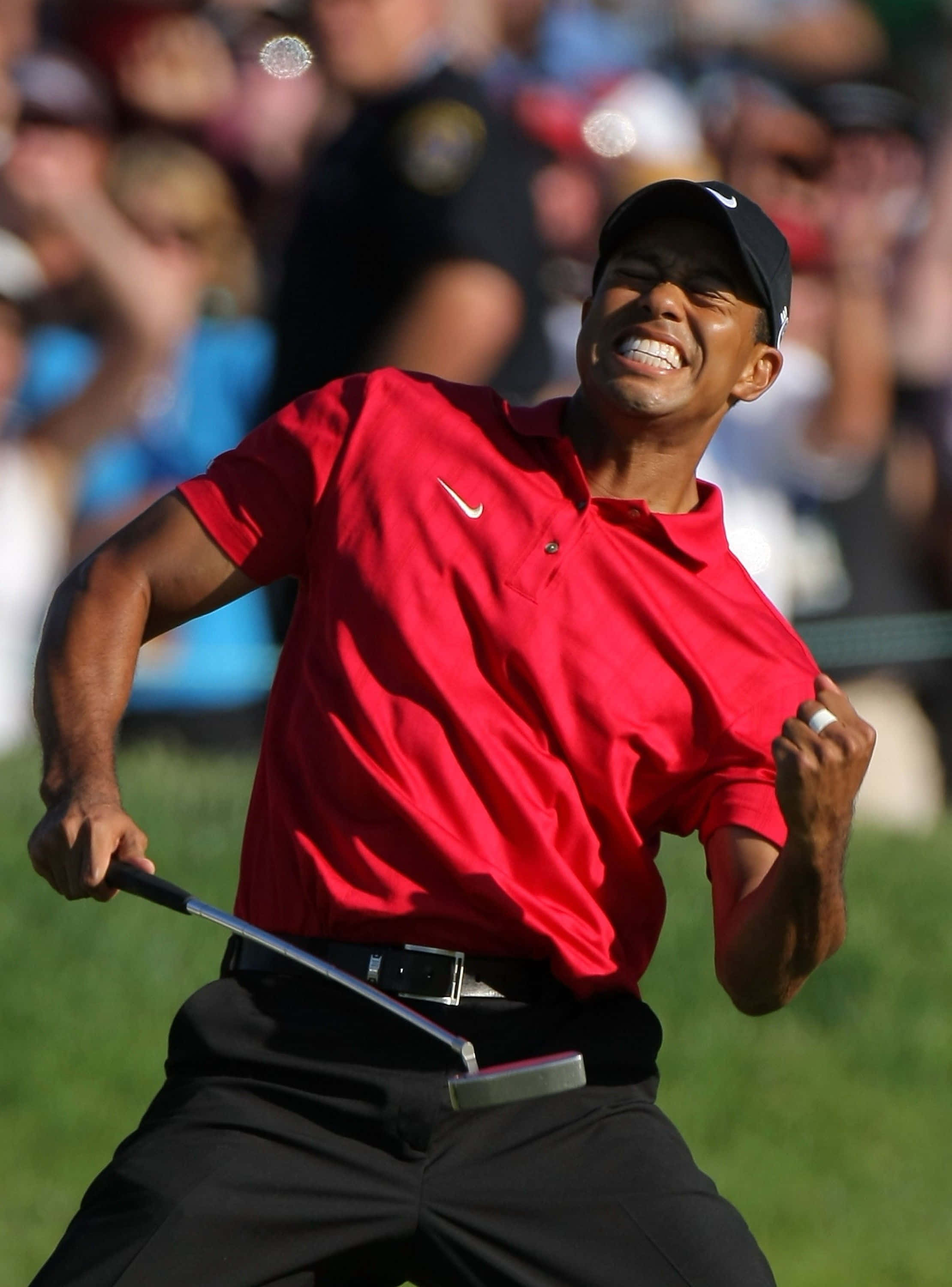 Tiger Woods, iPhone, red Nike polo, 2K Phone Wallpaper