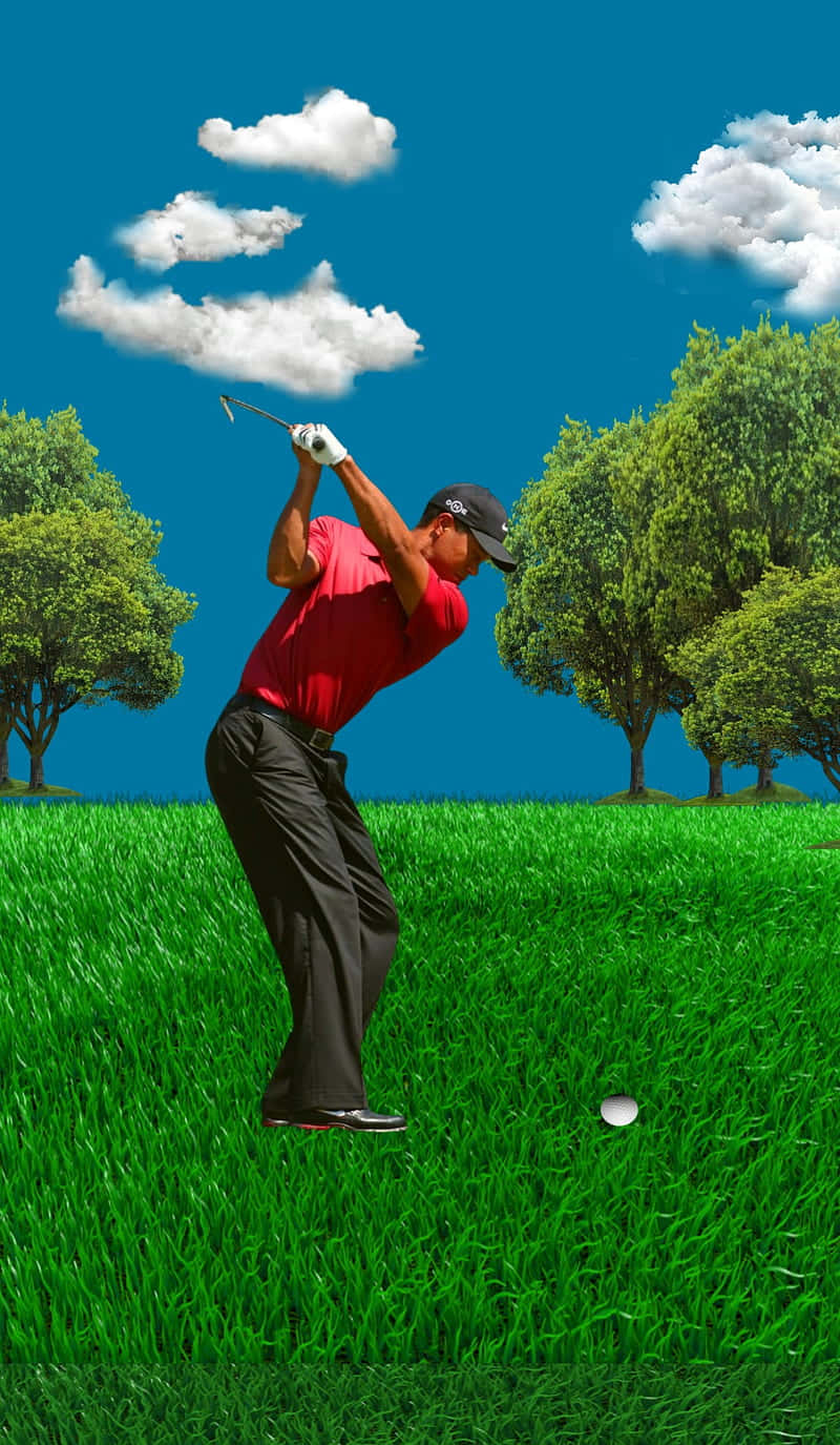 Tiger Woods, iPhone, red shirt, HD Phone Wallpaper