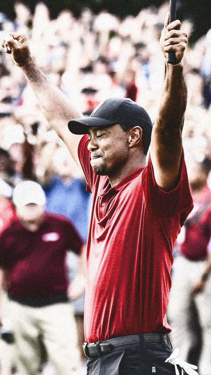 Tiger Woods, iPhone, sunlit stadium, SD Phone Wallpaper
