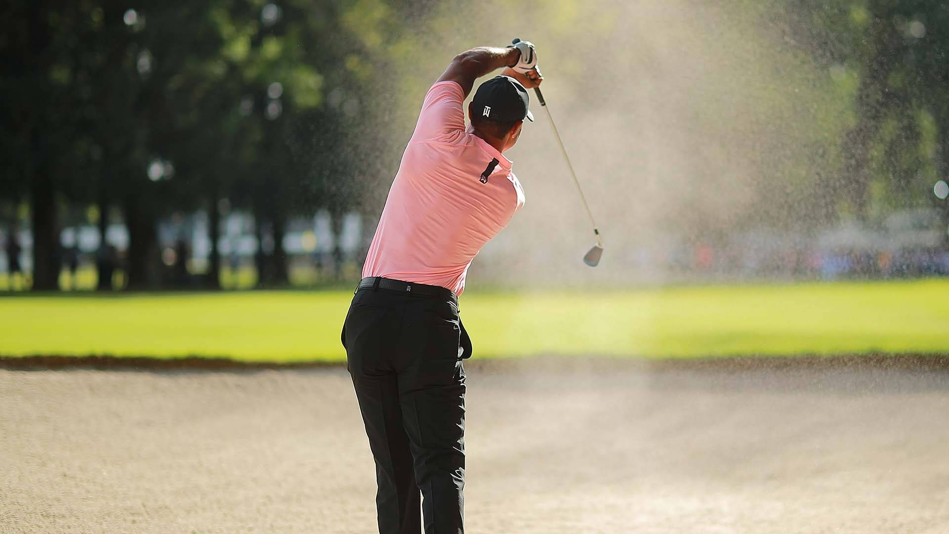 Tiger Woods Masters, pink shirt, golfer, Full HD Desktop Wallpaper